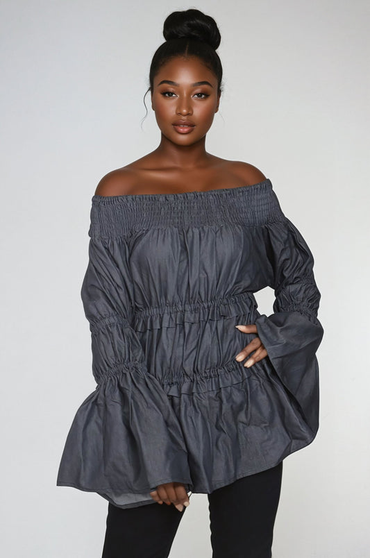 Long Sleeve Denim Blouse 2271 - Advance Apparels Inc