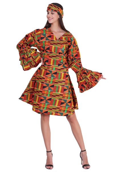 Mid-Length Ankara Wrap Dress 1621 - Advance Apparels Inc