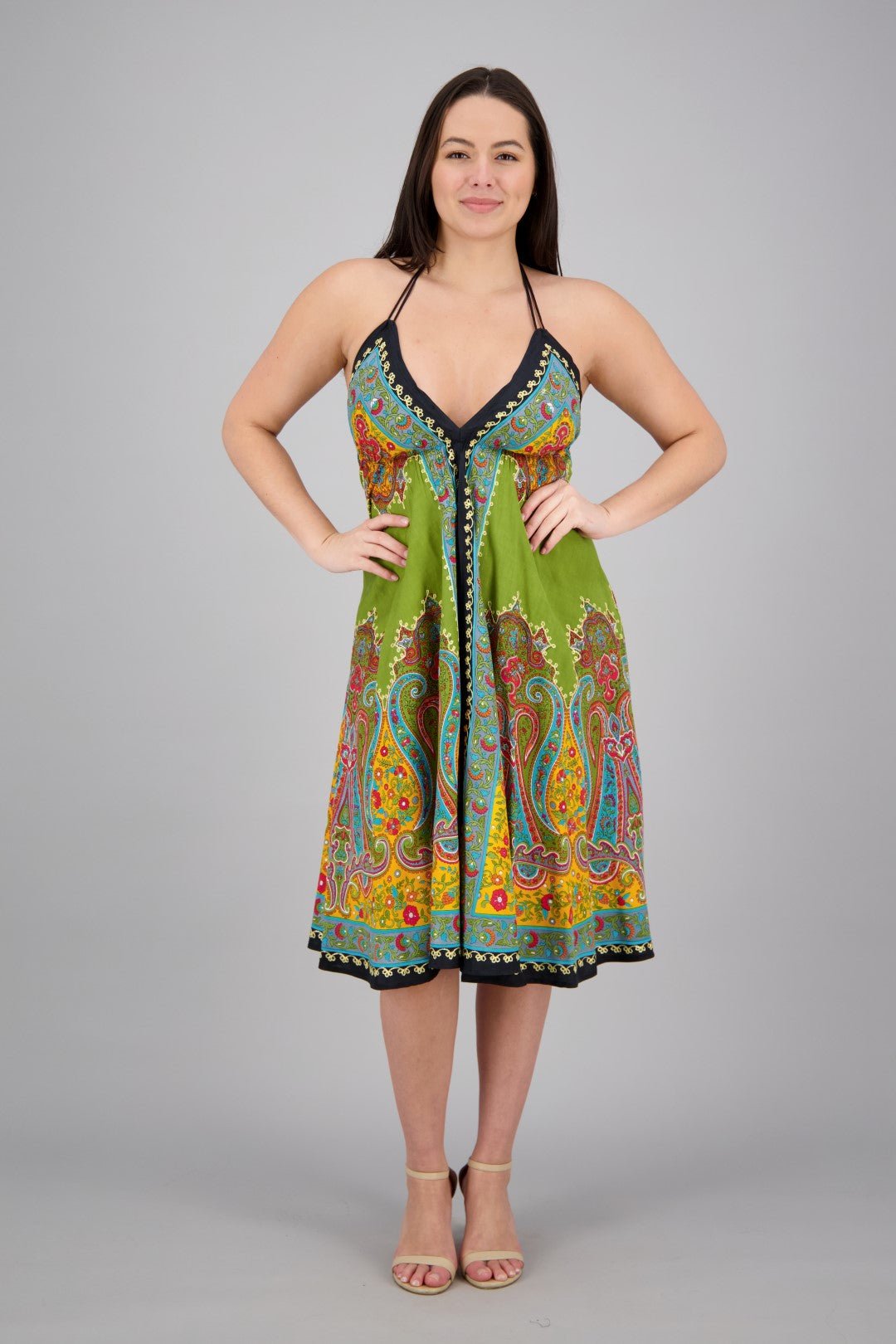 Mid-Length Halter Top Batik Dress 1969 Yellow / One Size Fits Most Mid-Length Halter Top Batik Dress 1969 Yellow / One Size Fits Most