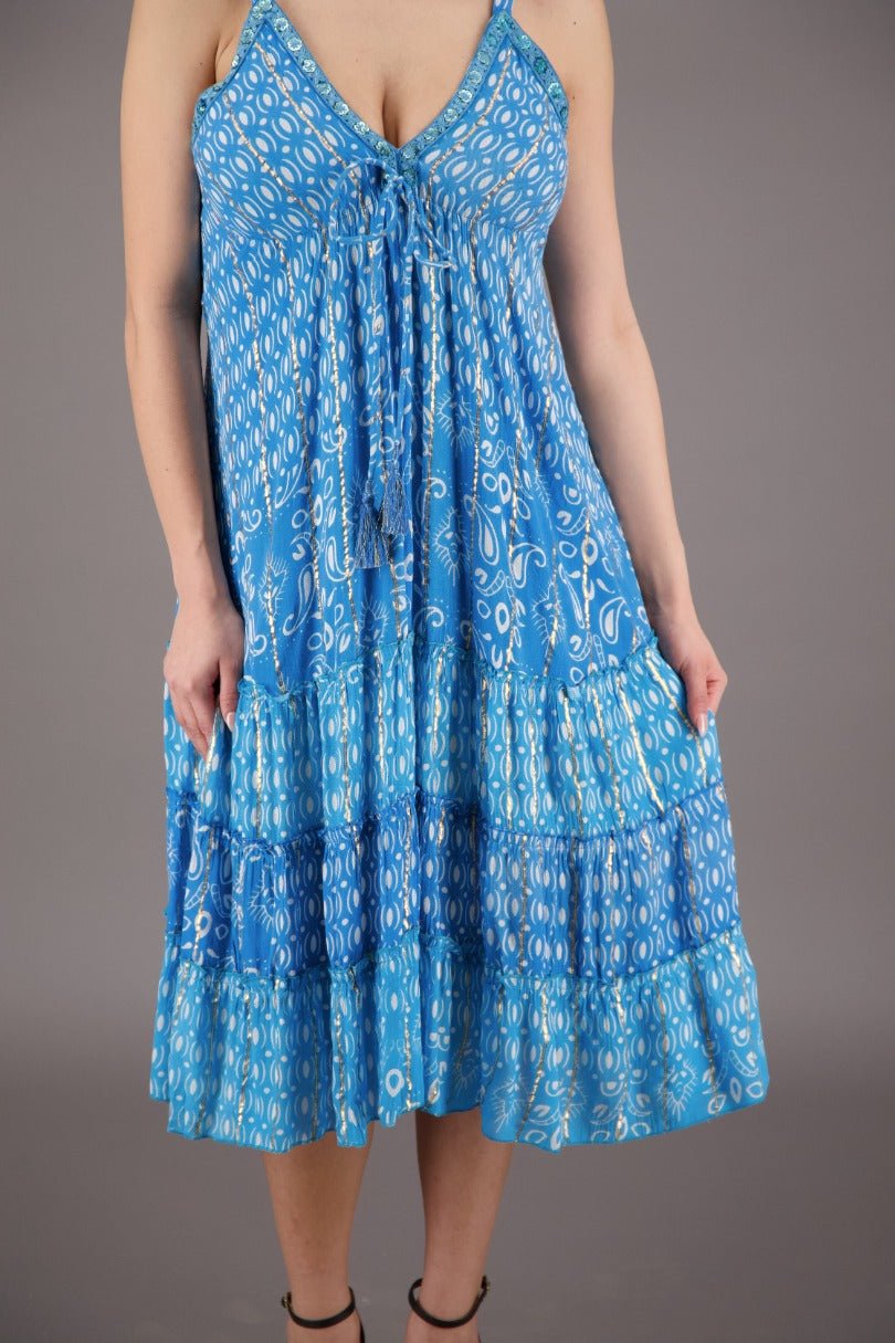Middy Paisley Print Boho Dress 27919 - Advance Apparels Inc