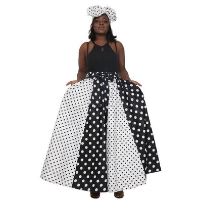 Multi-Print Polka Dot Ankara Maxi Skirt 16359-75/83 - Advance Apparels Inc