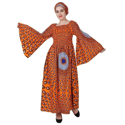 Off Shoulder African Print Maxi Dress 2190 - Advance Apparels Inc