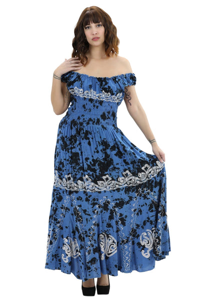 Off Shoulder Batik Print Dress 1429 - Advance Apparels Inc