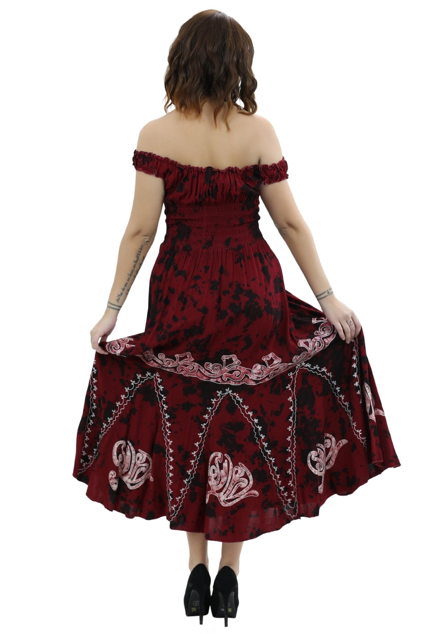 Off Shoulder Batik Print Dress 1429 - Advance Apparels Inc