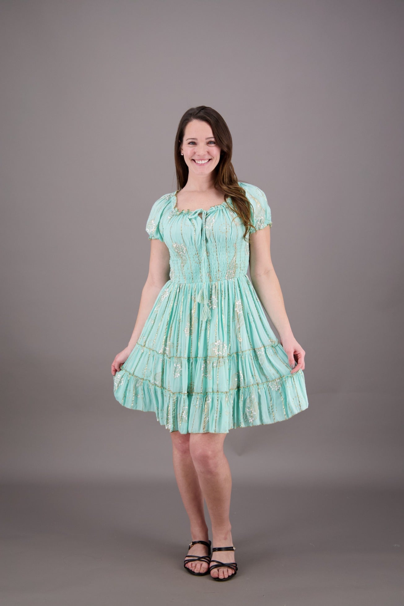 On/Off Shoulder Paisley Pastel Dress 24933 - Advance Apparels Inc