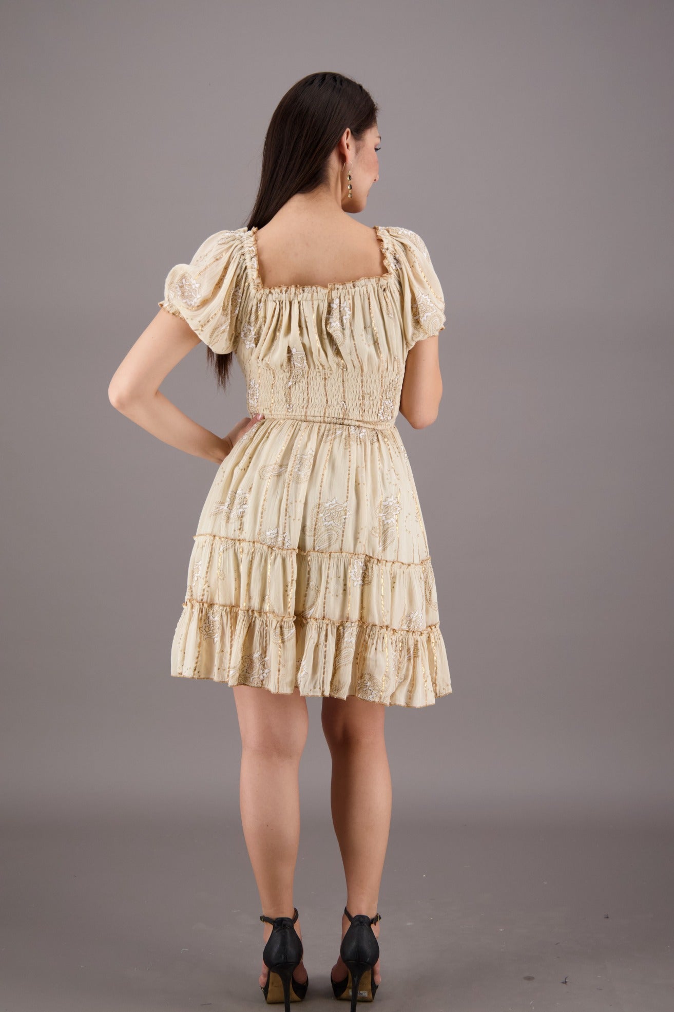 On/Off Shoulder Paisley Pastel Dress 24933 - Advance Apparels Inc
