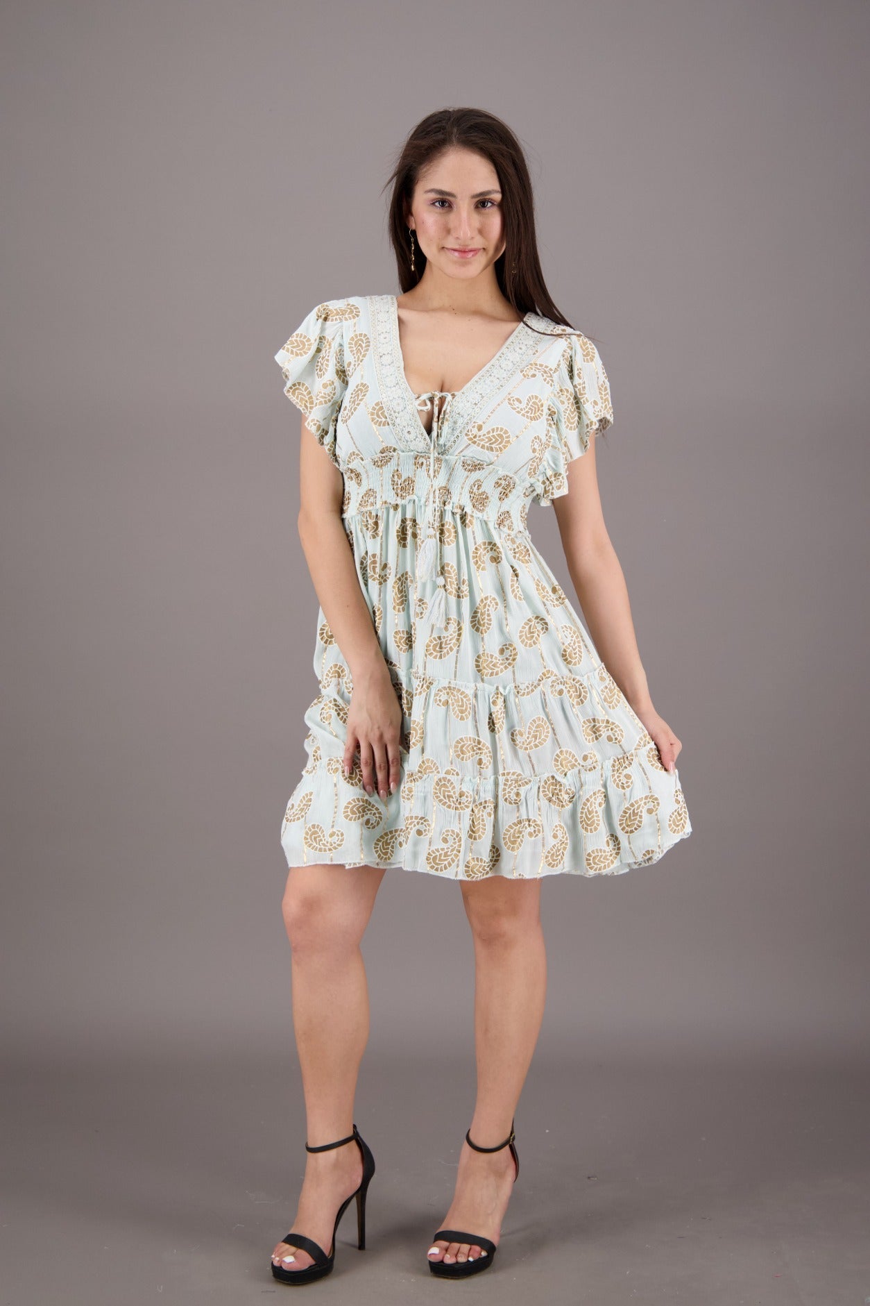 Paisley Charm Middy Boho Dress - Advance Apparels Inc