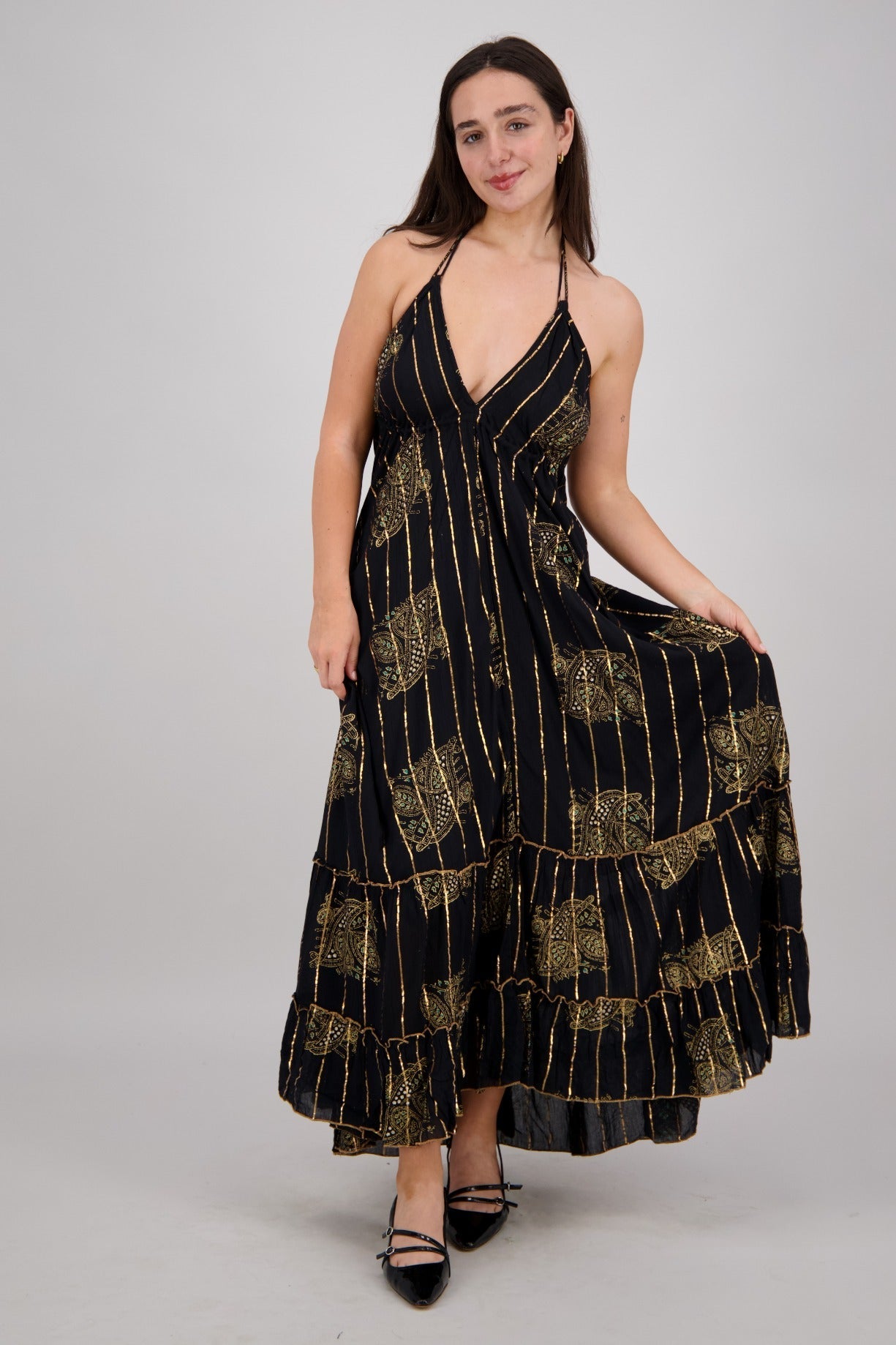 Paisley Halter Maxi Dress 25211 - Advance Apparels Inc