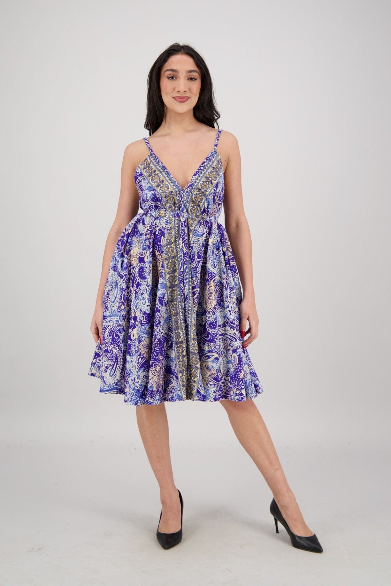 Paisley Summer Dress with Pockets Flowy Beach Dress C3 / One Size Fits Most Paisley Summer Dress with Pockets Flowy Beach Dress C3 / One Size Fits Most