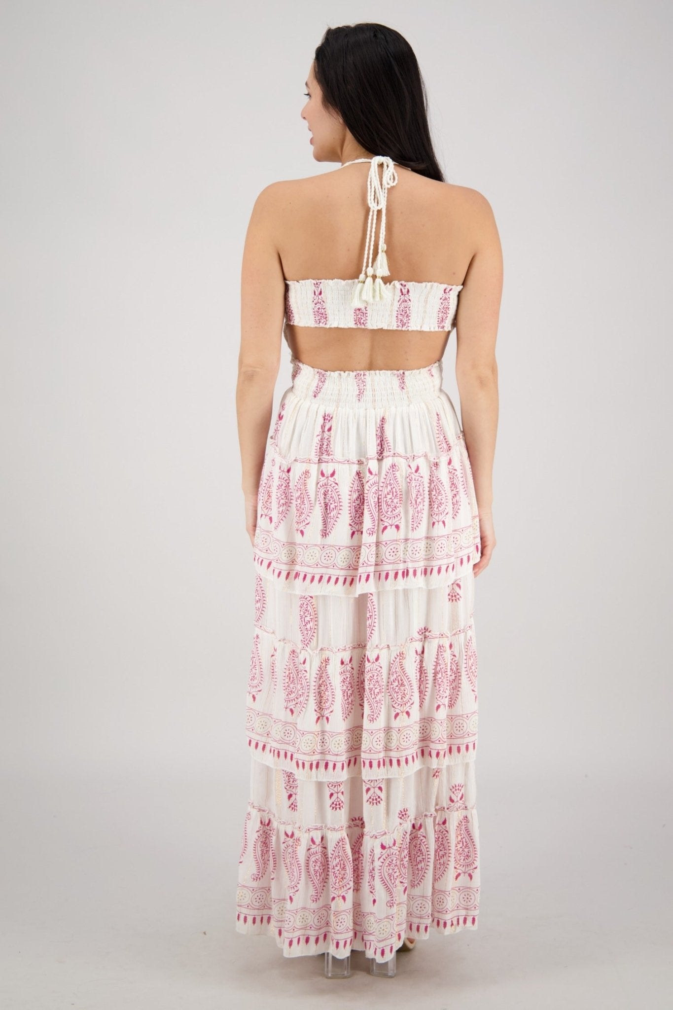 Paisley Layered Halter Dress 25107 - Advance Apparels Inc