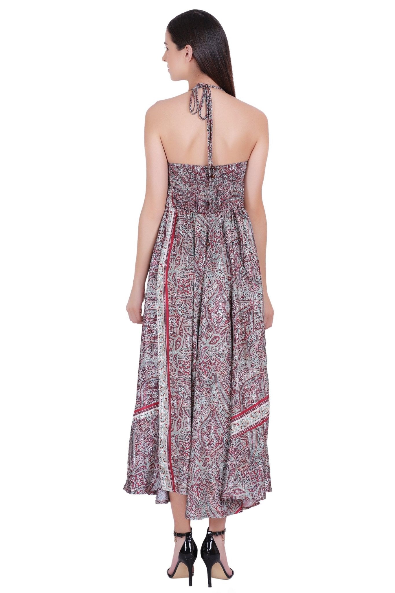 Paisley Printed Silk Dress AB23001 - Advance Apparels Inc