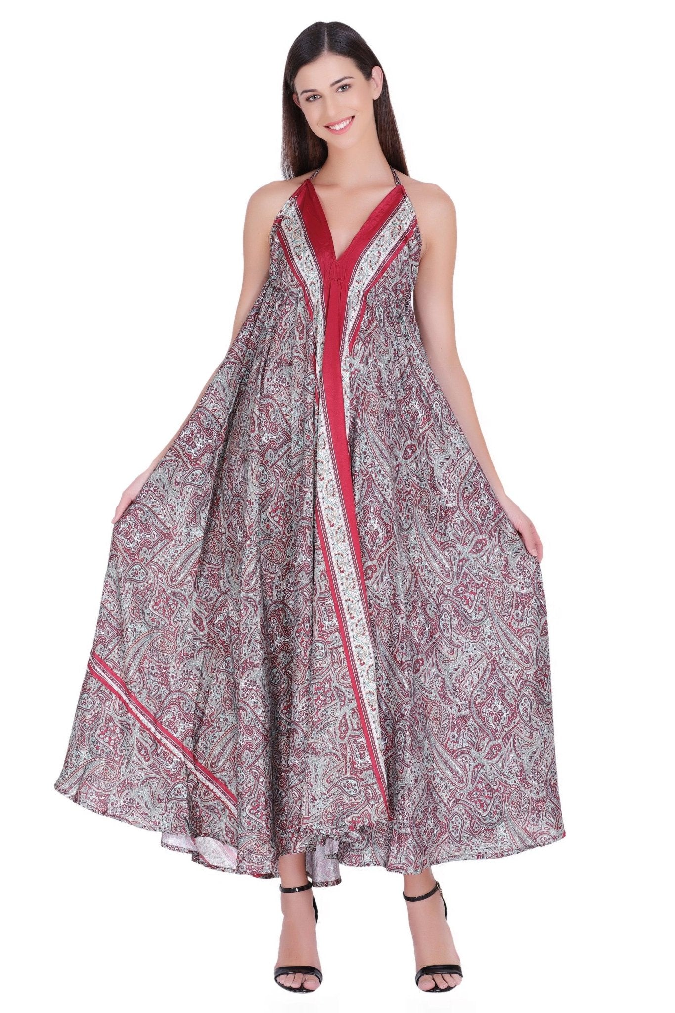 Paisley Printed Silk Dress AB23001 - Advance Apparels Inc