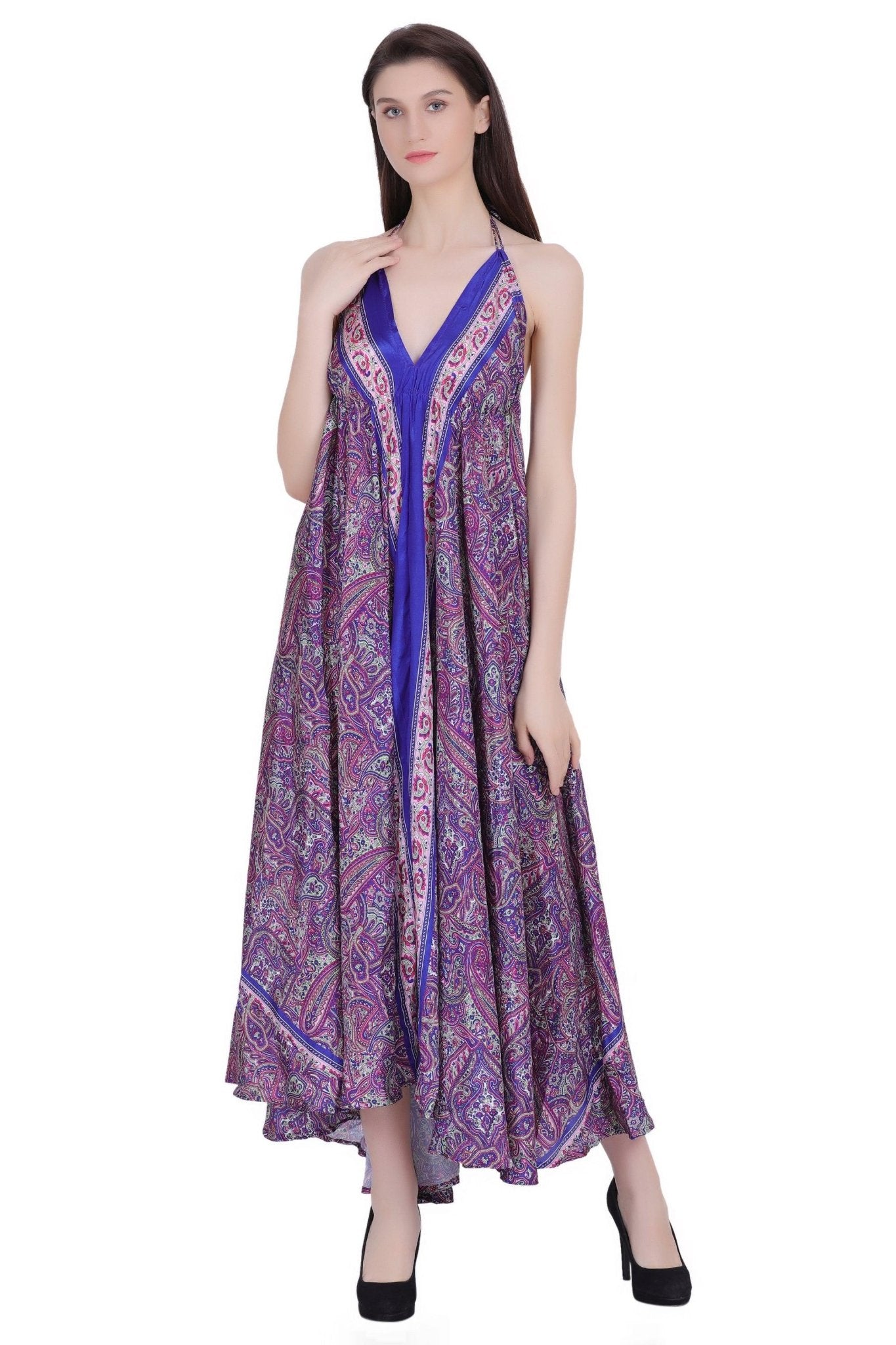 Paisley Printed Silk Dress AB23001 - Advance Apparels Inc