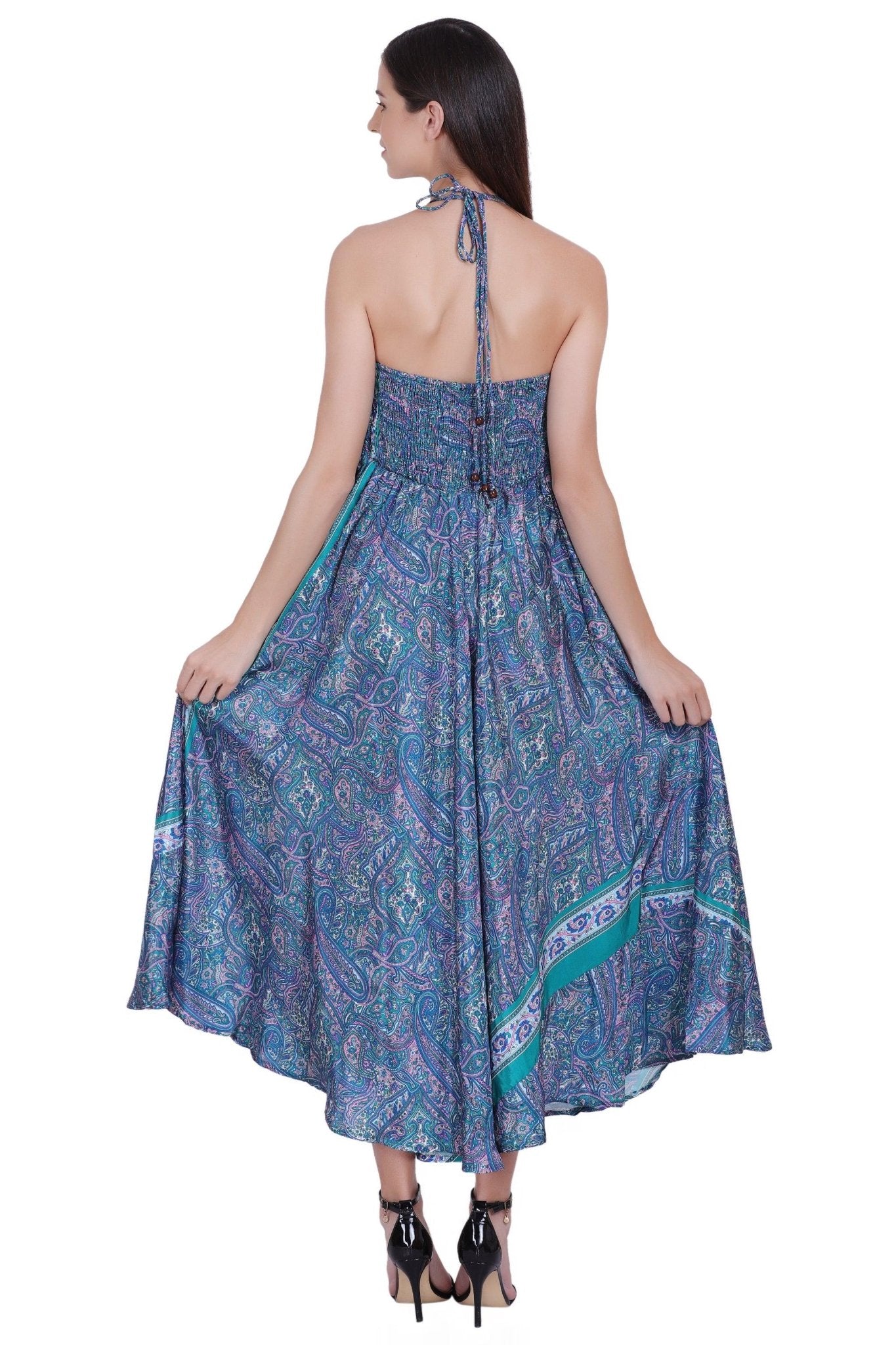 Paisley Printed Silk Dress AB23001 - Advance Apparels Inc