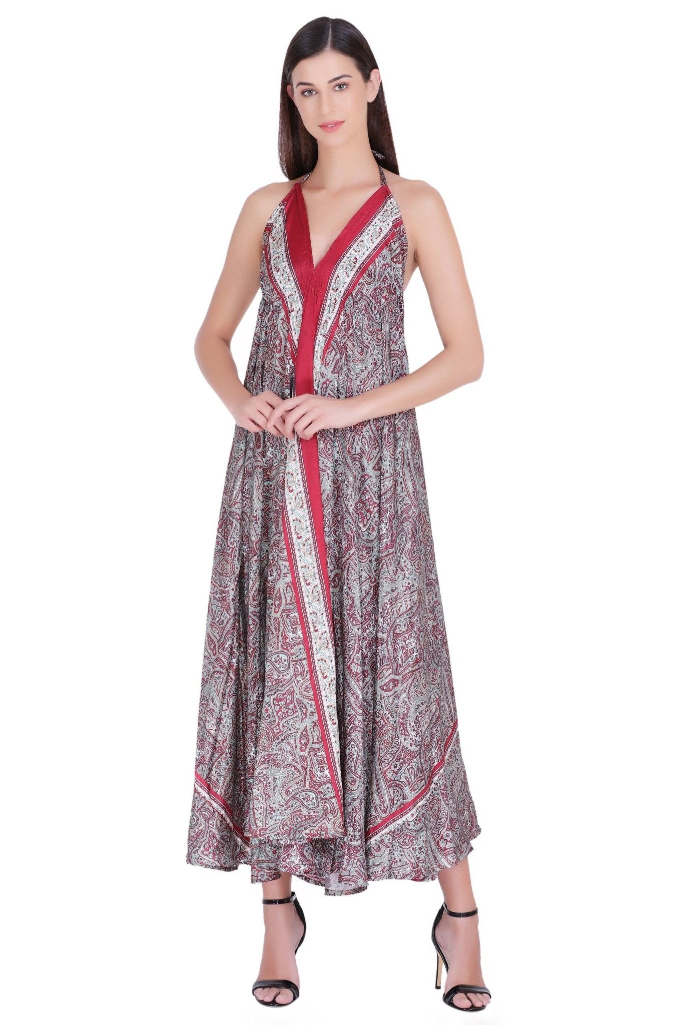 Paisley Printed Silk Dress AB23001 - Advance Apparels Inc