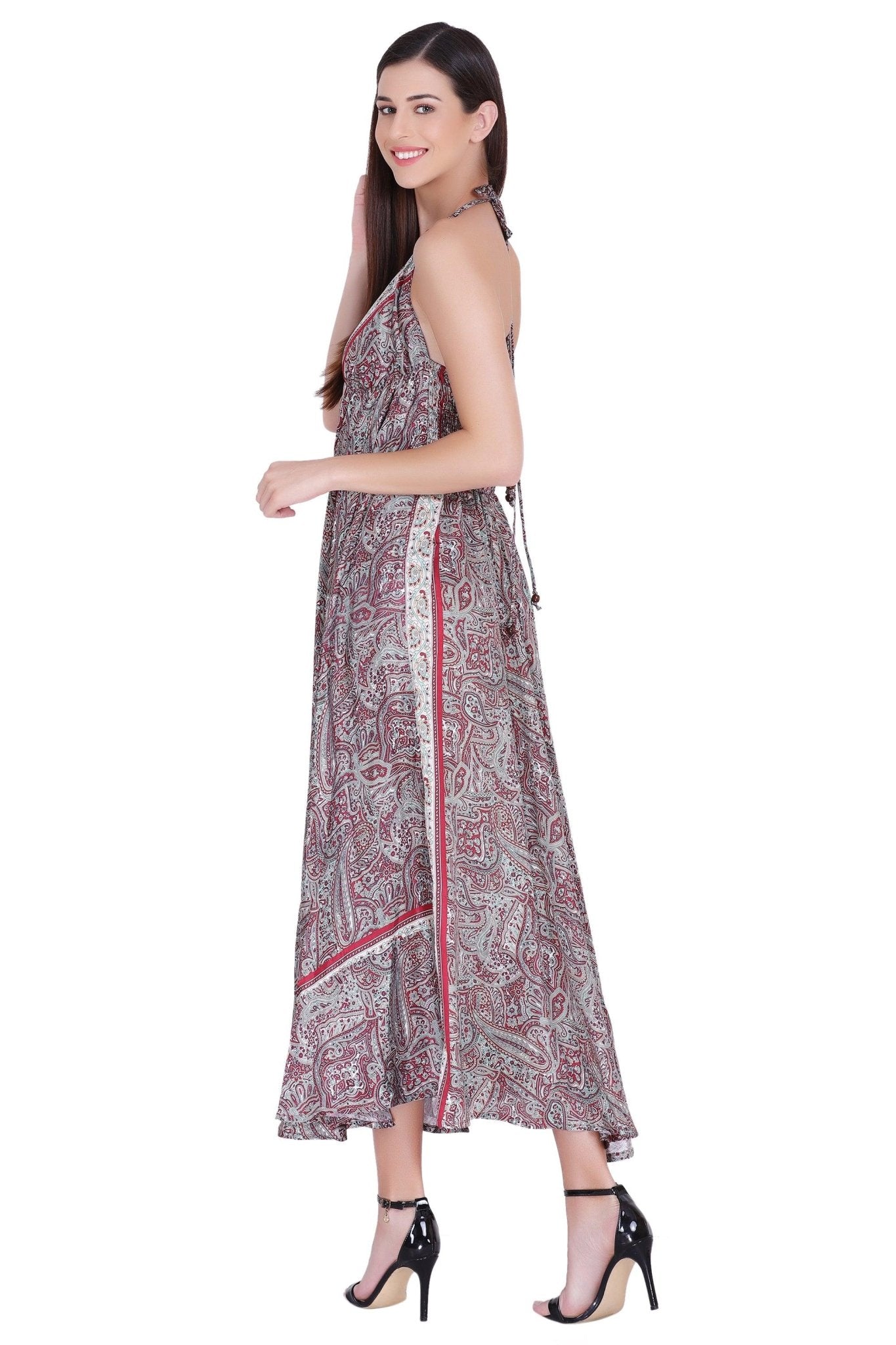 Paisley Printed Silk Dress AB23001 - Advance Apparels Inc