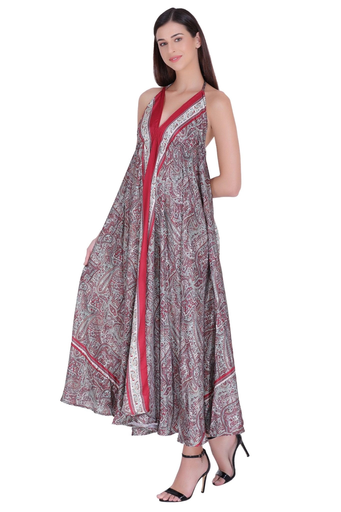 Paisley Printed Silk Dress AB23001 - Advance Apparels Inc