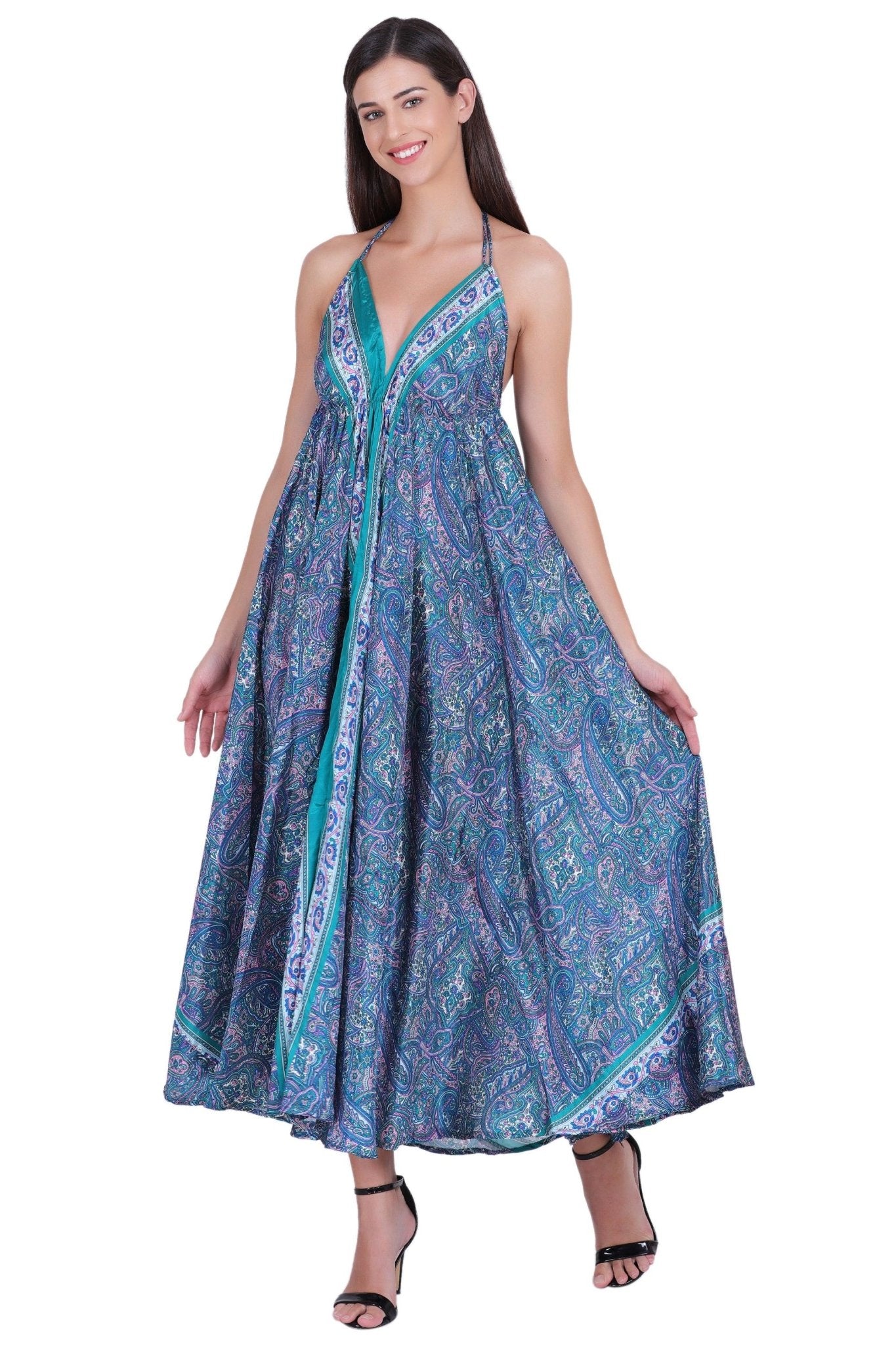 Paisley Printed Silk Dress AB23001 - Advance Apparels Inc