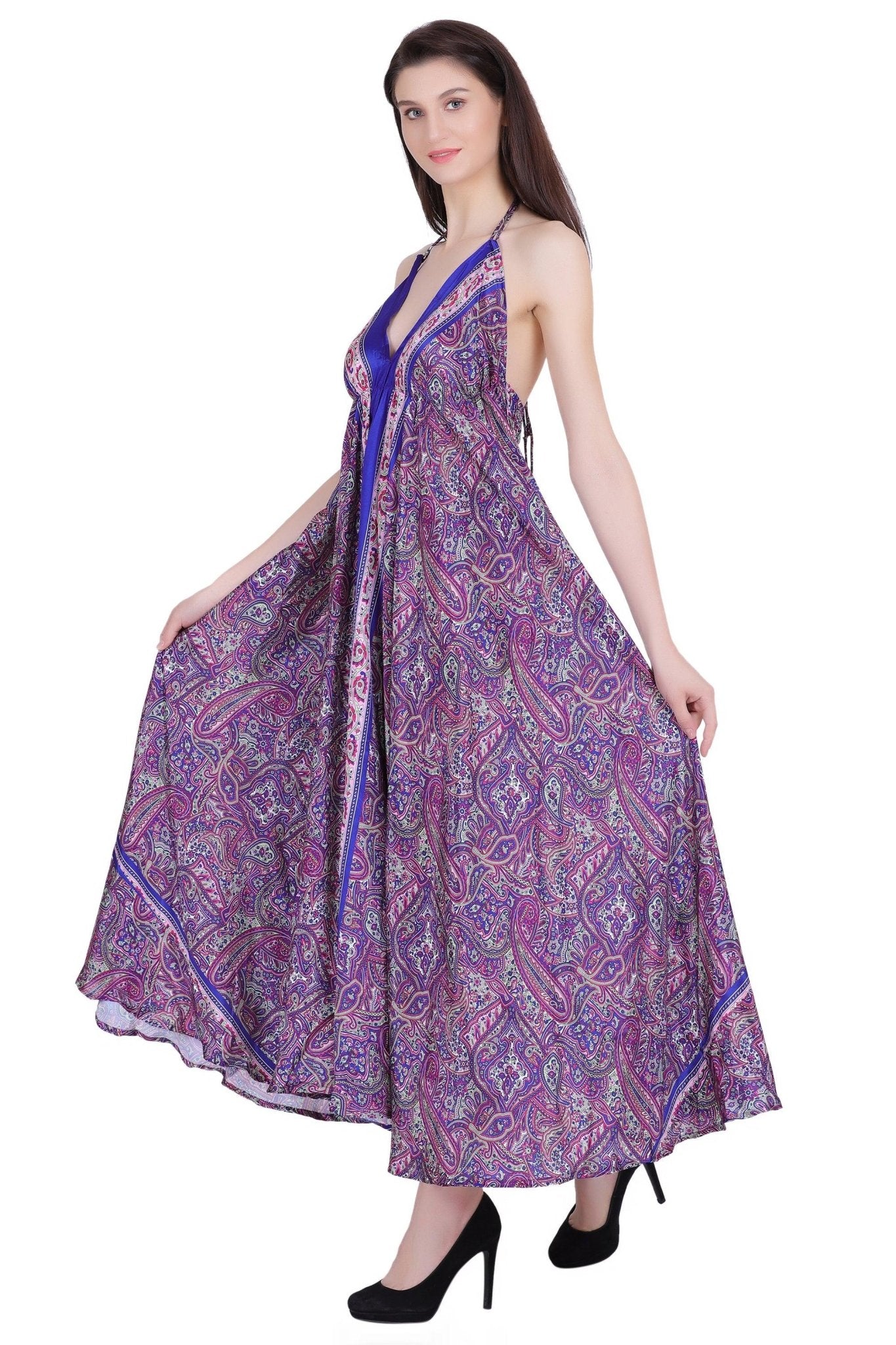 Paisley Printed Silk Dress AB23001 - Advance Apparels Inc