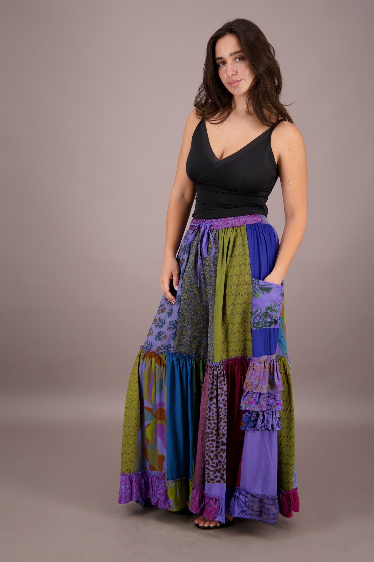 Palazzo Pants Patchwork PAT - 3272 - Advance Apparels Inc