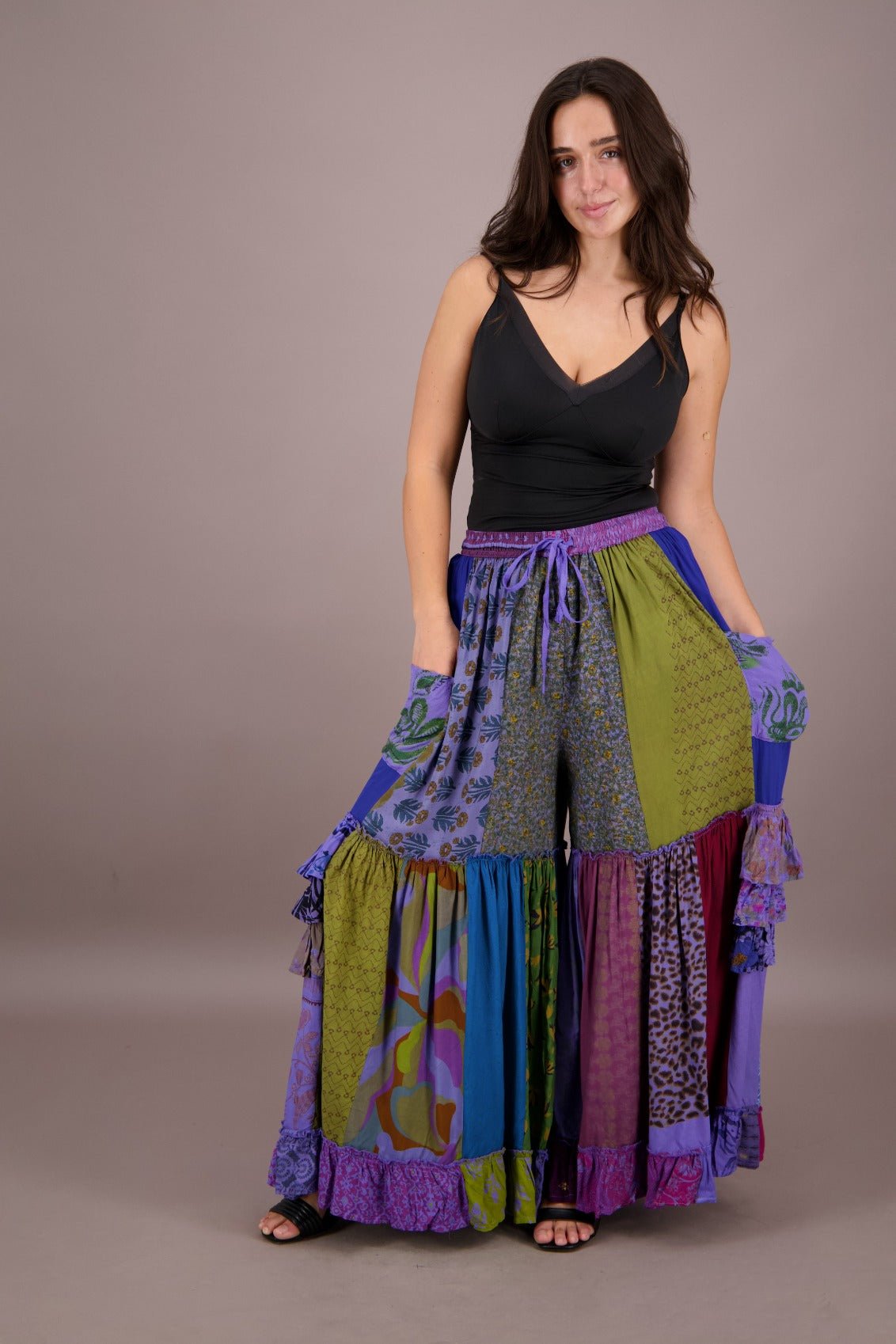 Palazzo Pants Patchwork PAT - 3272 - Advance Apparels Inc