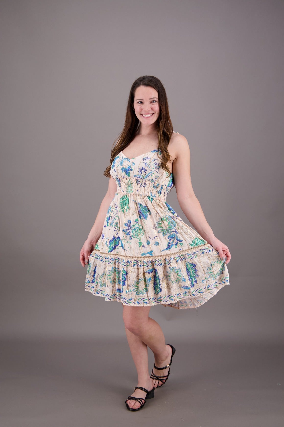 Boho Floral Print Middy Dress | Bohemian Fashion Boho Floral Print Middy Dress | Bohemian Fashion