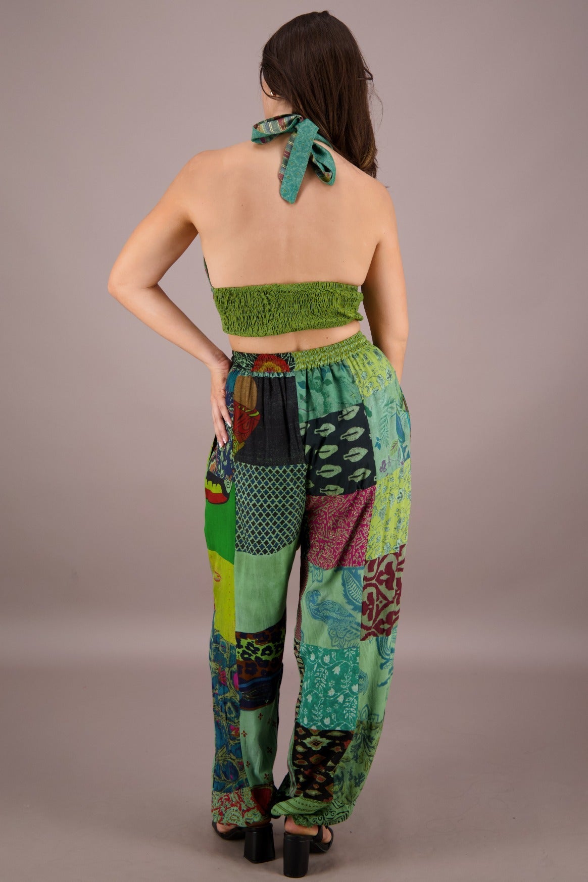 Patchwork Halter Top and Pants Co - Ord Set PAT - 3294 - Advance Apparels Inc