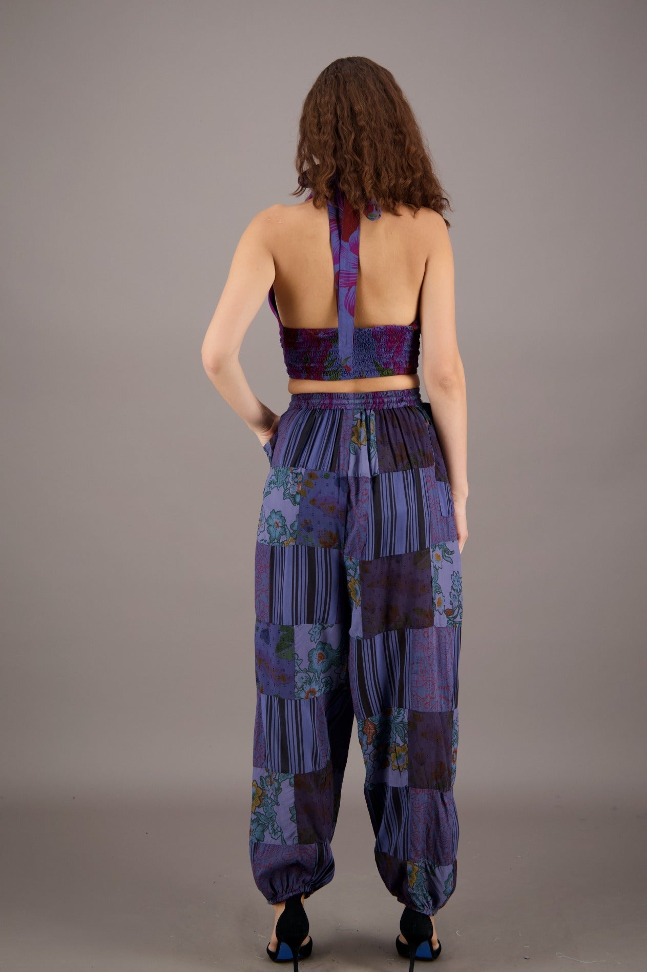 Patchwork Halter Top and Pants Co - Ord Set PAT - 3294 - Advance Apparels Inc