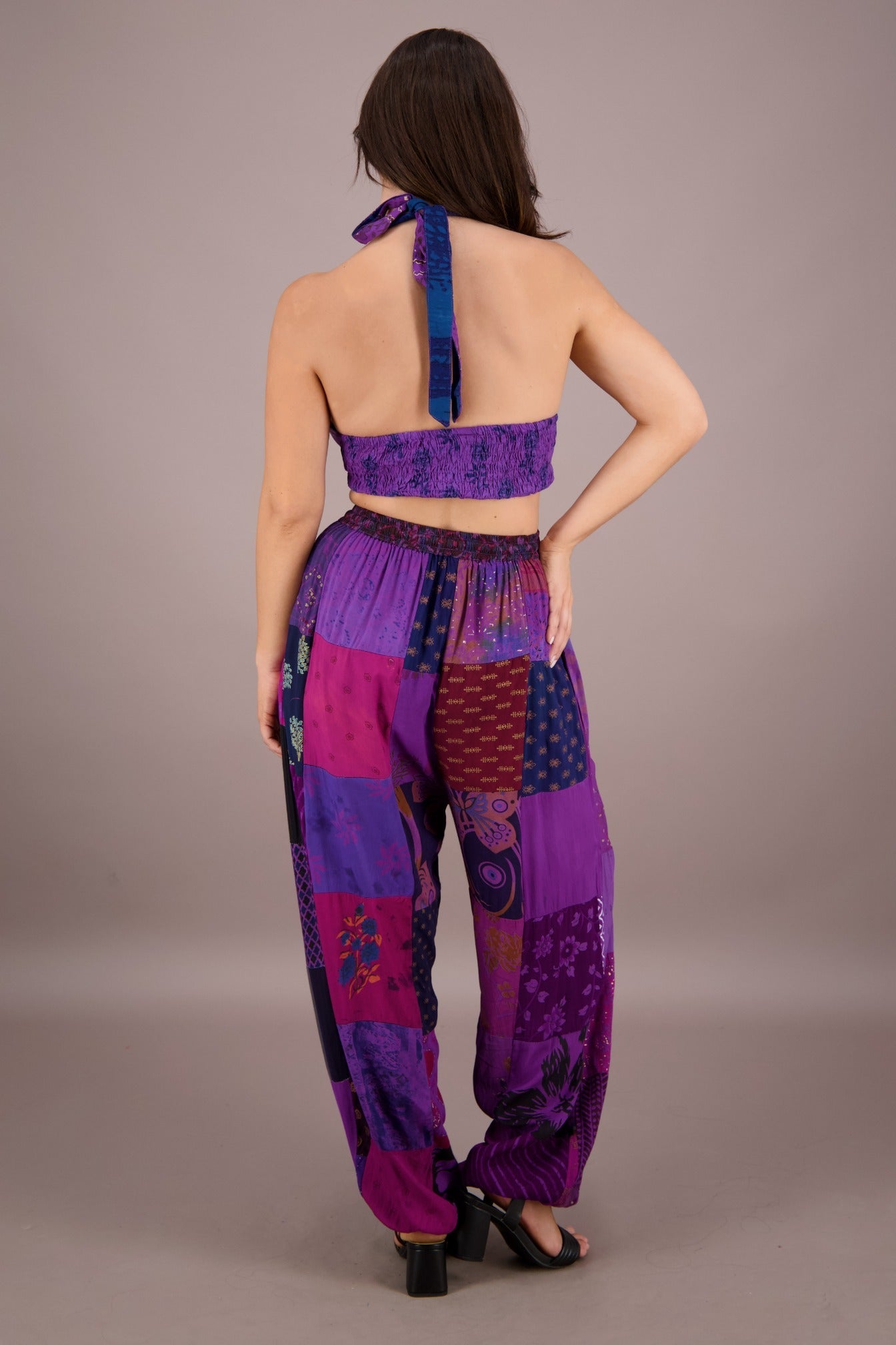 Patchwork Halter Top and Pants Co - Ord Set PAT - 3294 - Advance Apparels Inc