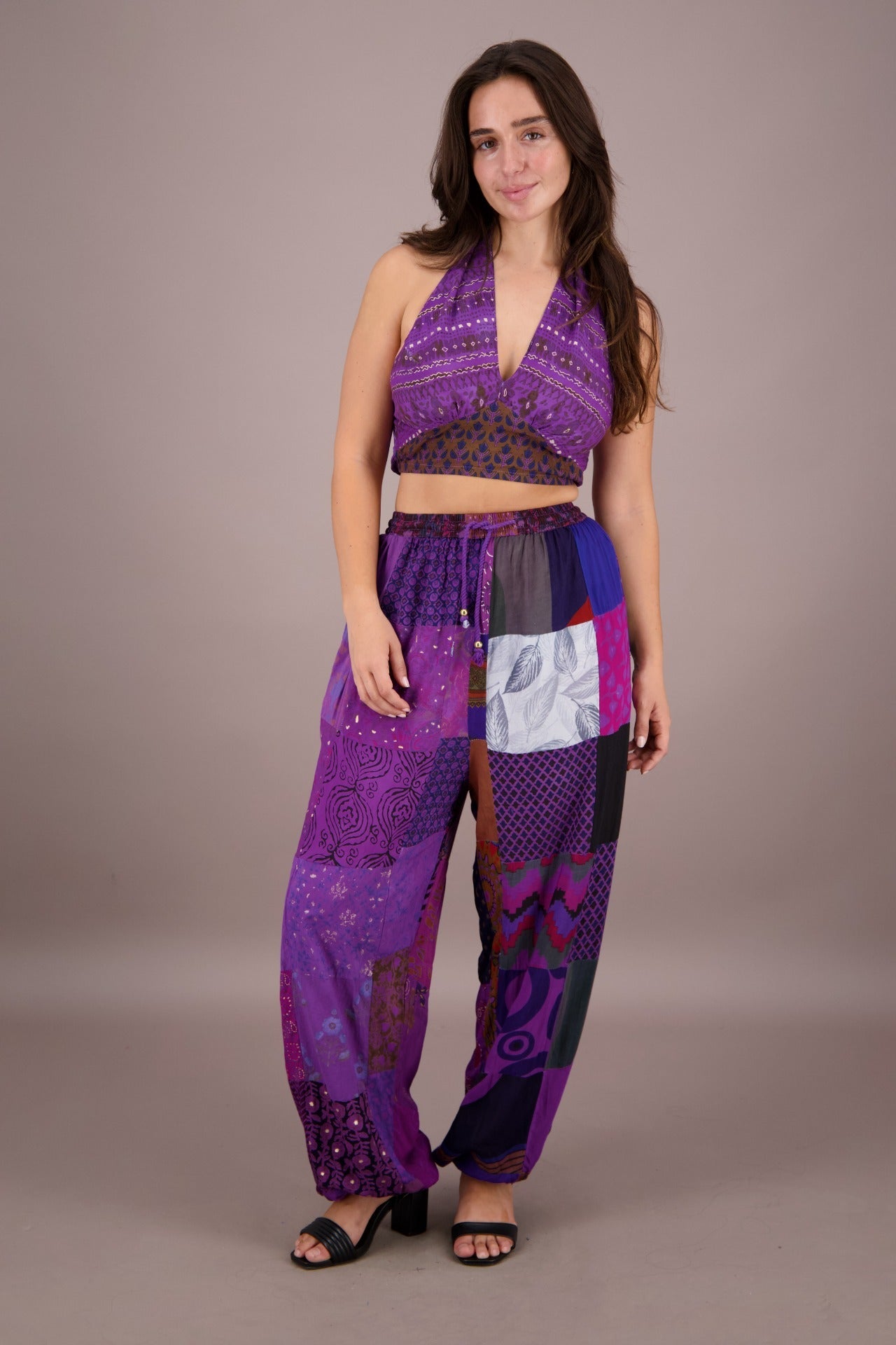 Patchwork Halter Top and Pants Co - Ord Set PAT - 3294 - Advance Apparels Inc
