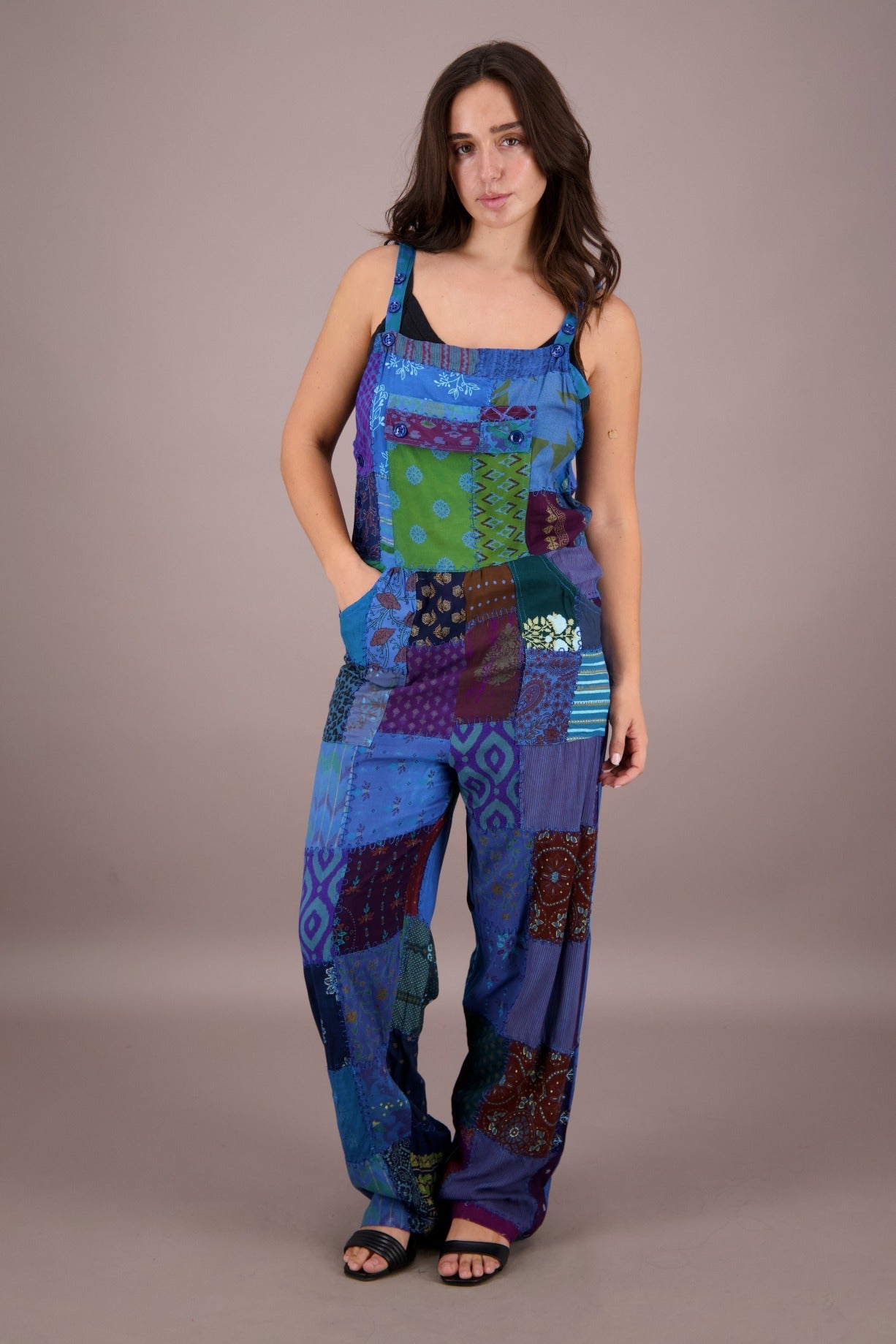 Patchwork Overalls w/ Pockets PAT - 3292 - Advance Apparels Inc