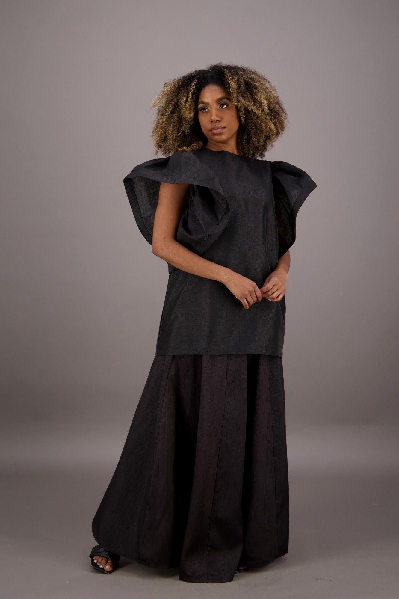Petal Sleeve Solid Color Blouse AT - 2470 - Advance Apparels Inc