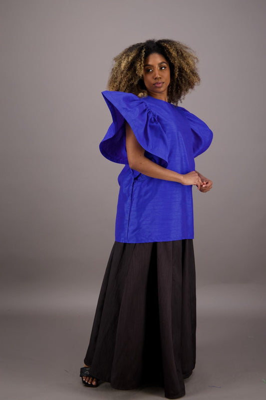 Petal Sleeve Solid Color Blouse AT - 2470 - Advance Apparels Inc