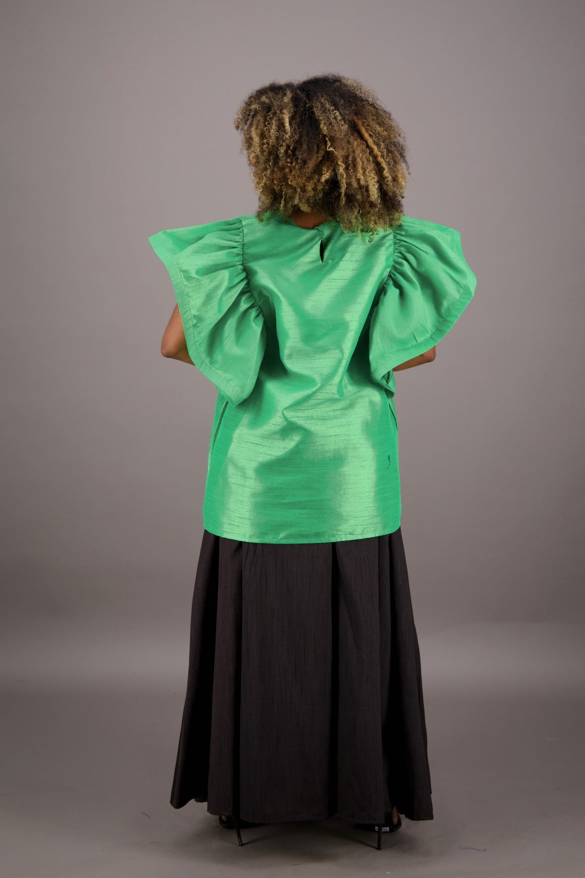 Petal Sleeve Solid Color Blouse AT - 2470 - Advance Apparels Inc