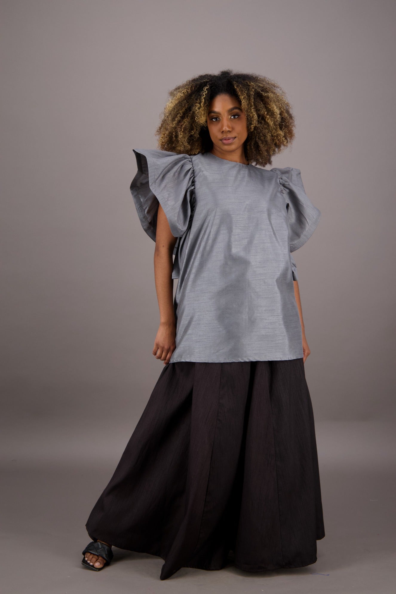 Petal Sleeve Solid Color Blouse AT - 2470 - Advance Apparels Inc