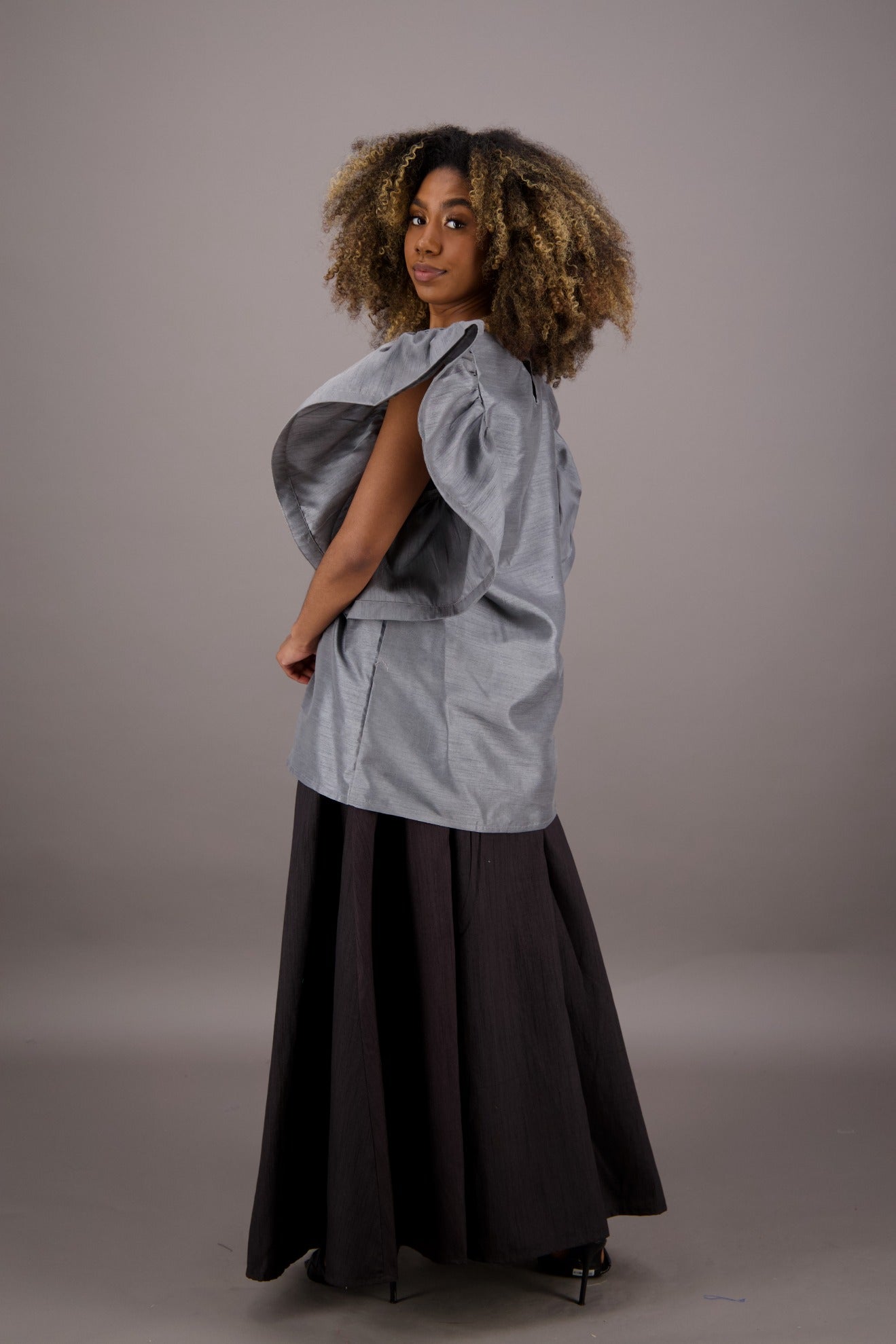 Petal Sleeve Solid Color Blouse AT - 2470 - Advance Apparels Inc