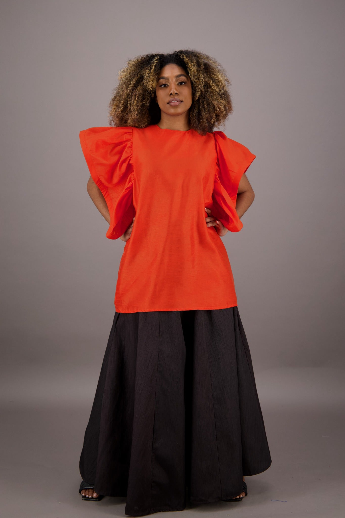 Petal Sleeve Solid Color Blouse AT - 2470 - Advance Apparels Inc
