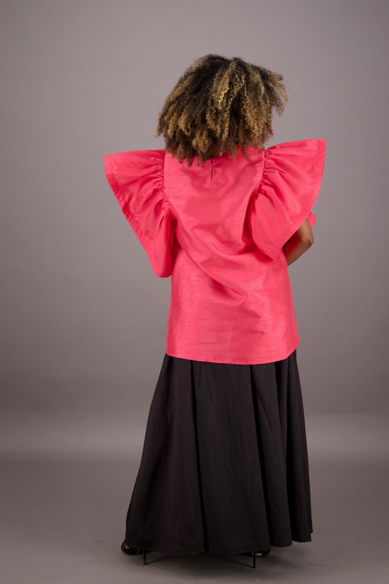 Petal Sleeve Solid Color Blouse AT - 2470 - Advance Apparels Inc