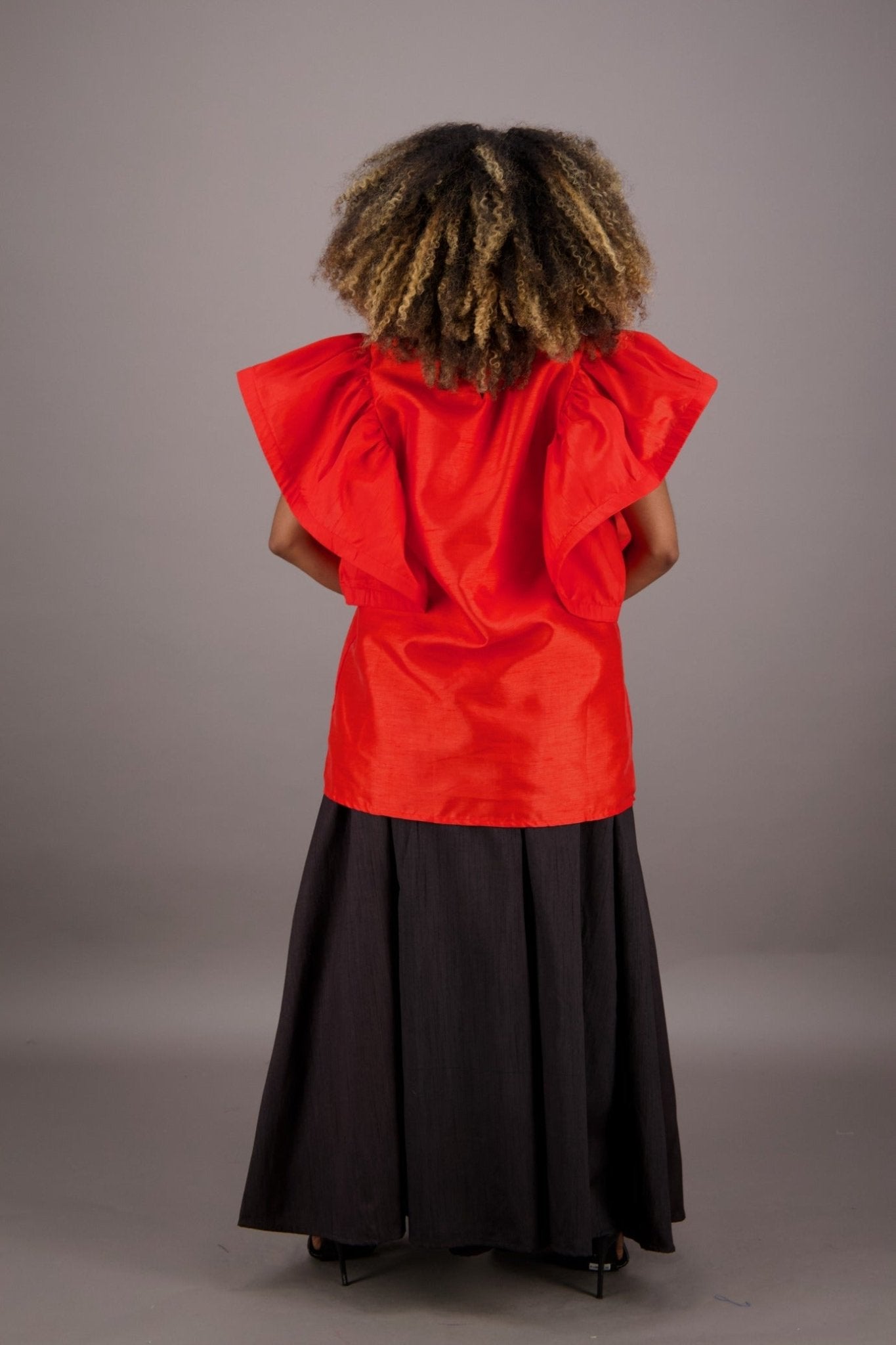 Petal Sleeve Solid Color Blouse AT - 2470 - Advance Apparels Inc
