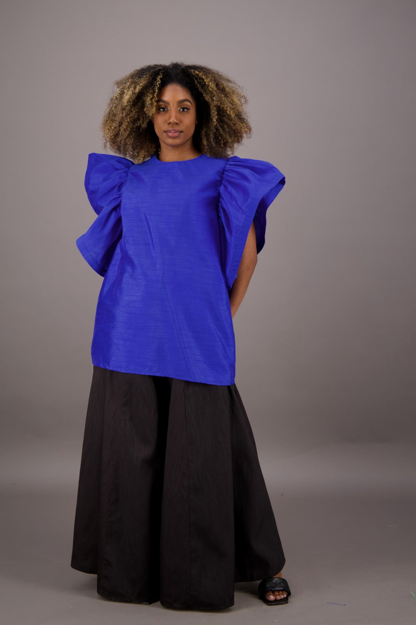 Petal Sleeve Solid Color Blouse AT - 2470 - Advance Apparels Inc