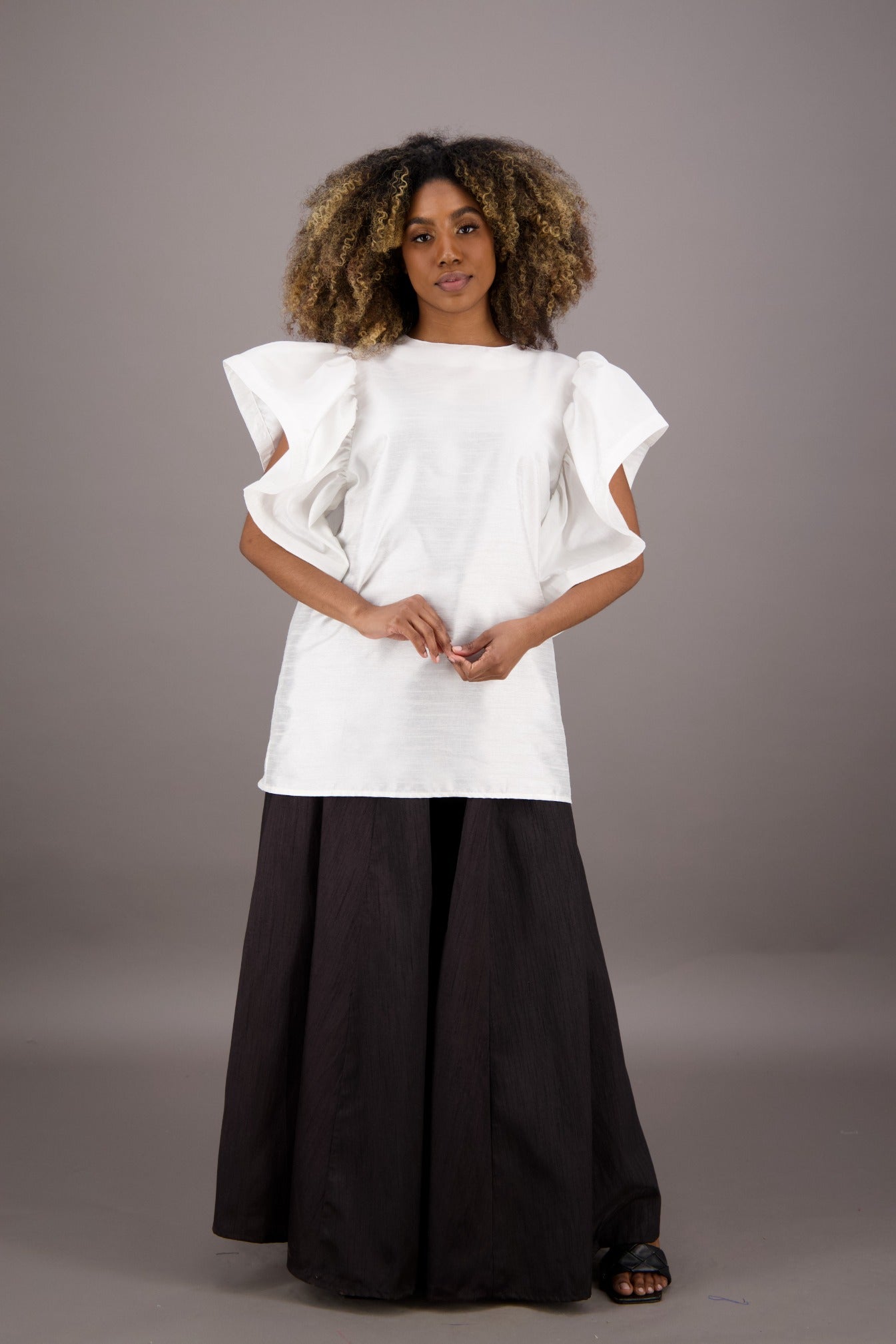 Petal Sleeve Solid Color Blouse AT - 2470 - Advance Apparels Inc