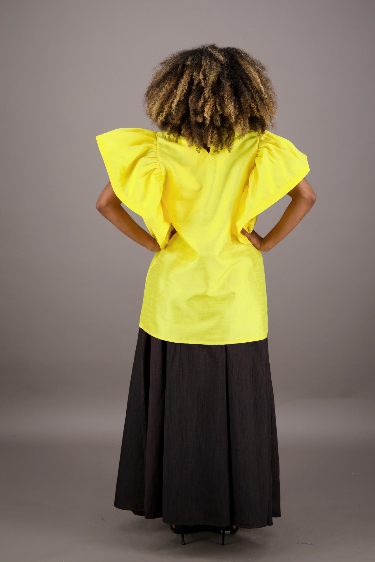 Petal Sleeve Solid Color Blouse AT - 2470 - Advance Apparels Inc