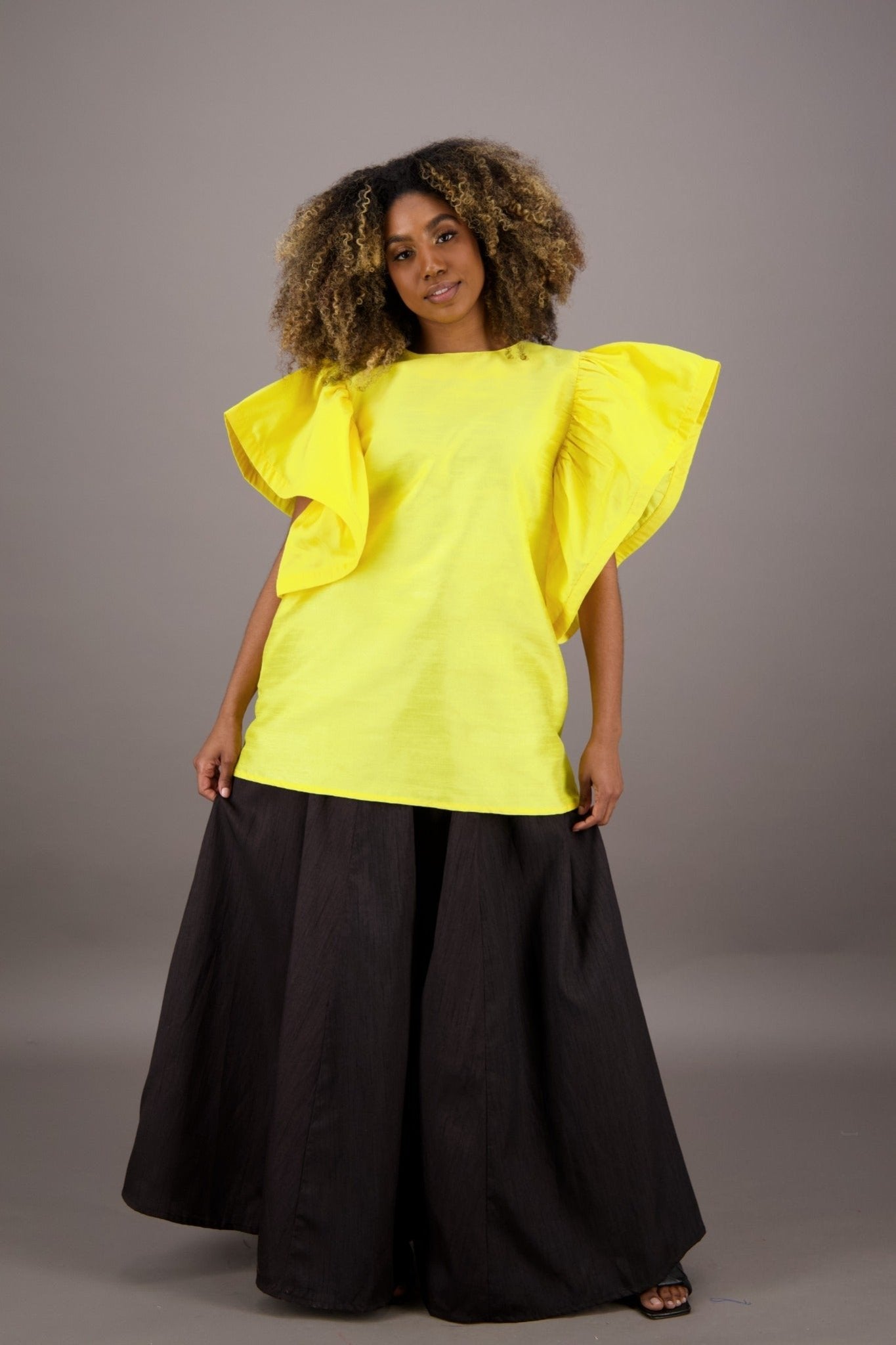 Petal Sleeve Solid Color Blouse AT - 2470 - Advance Apparels Inc