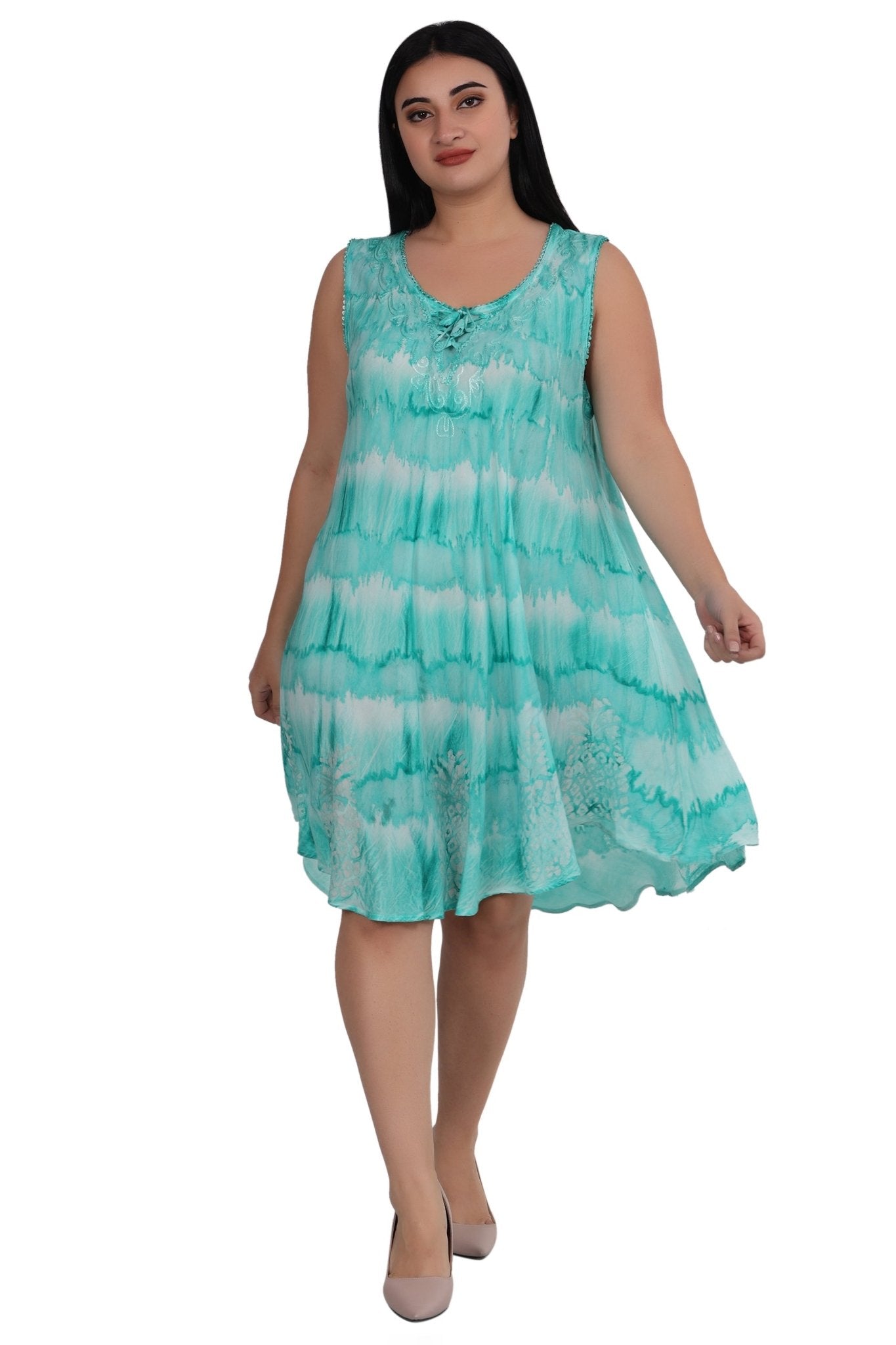 Pineapple Block Print Tie Dye Dress 362203RD - Advance Apparels Inc
