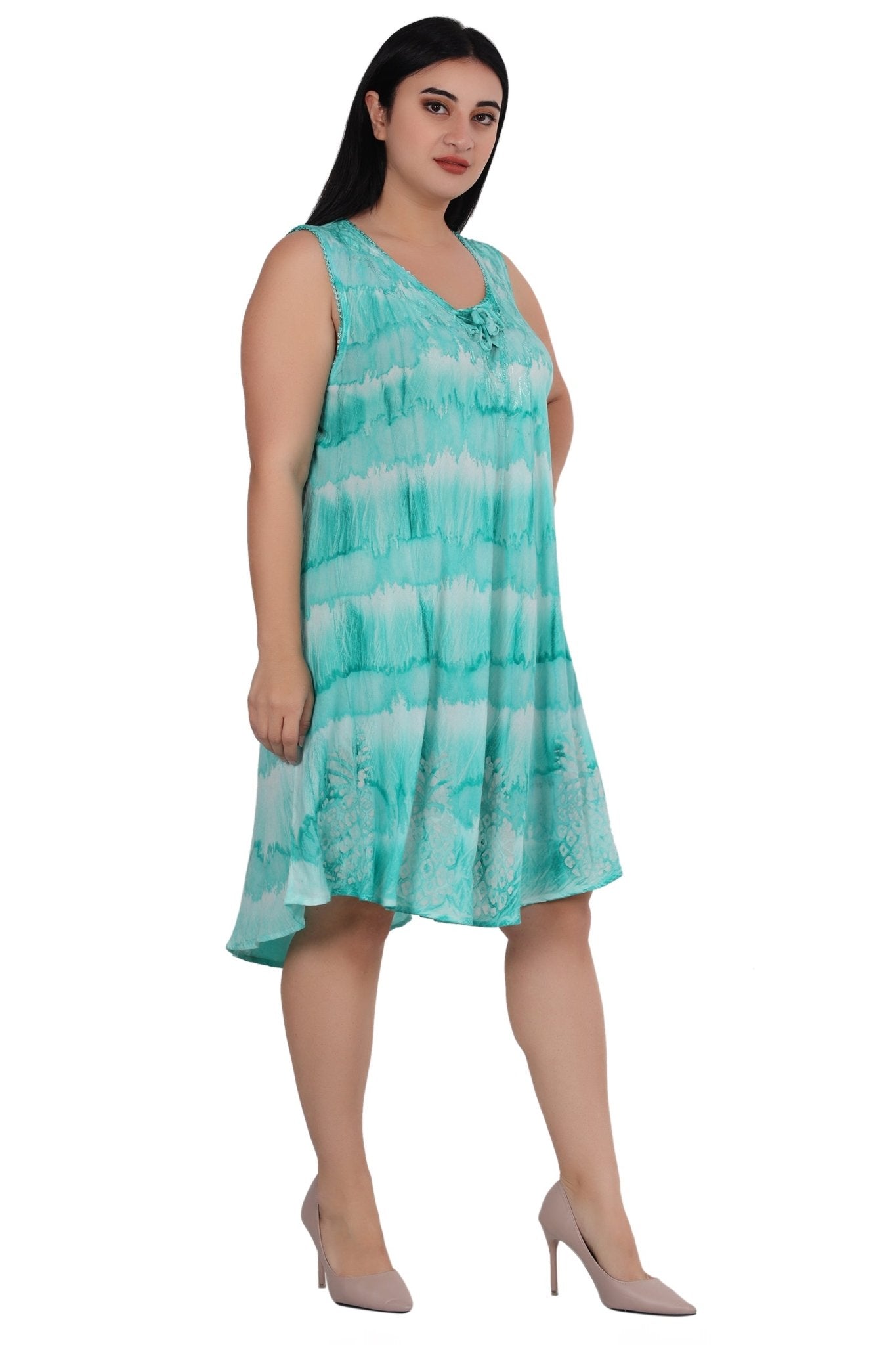 Pineapple Block Print Tie Dye Dress 362203RD - Advance Apparels Inc