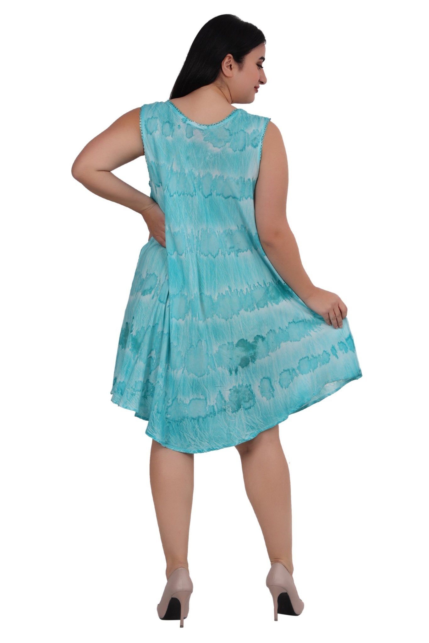 Pineapple Block Print Tie Dye Dress 362203RD - Advance Apparels Inc