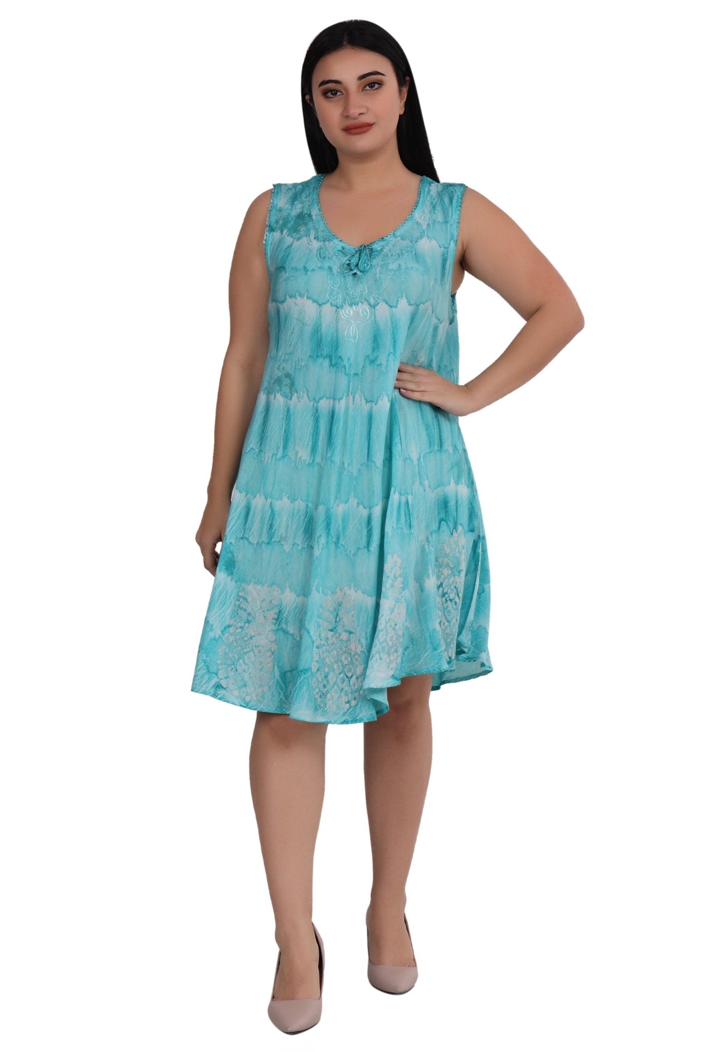 Pineapple Block Print Tie Dye Dress 362203RD - Advance Apparels Inc