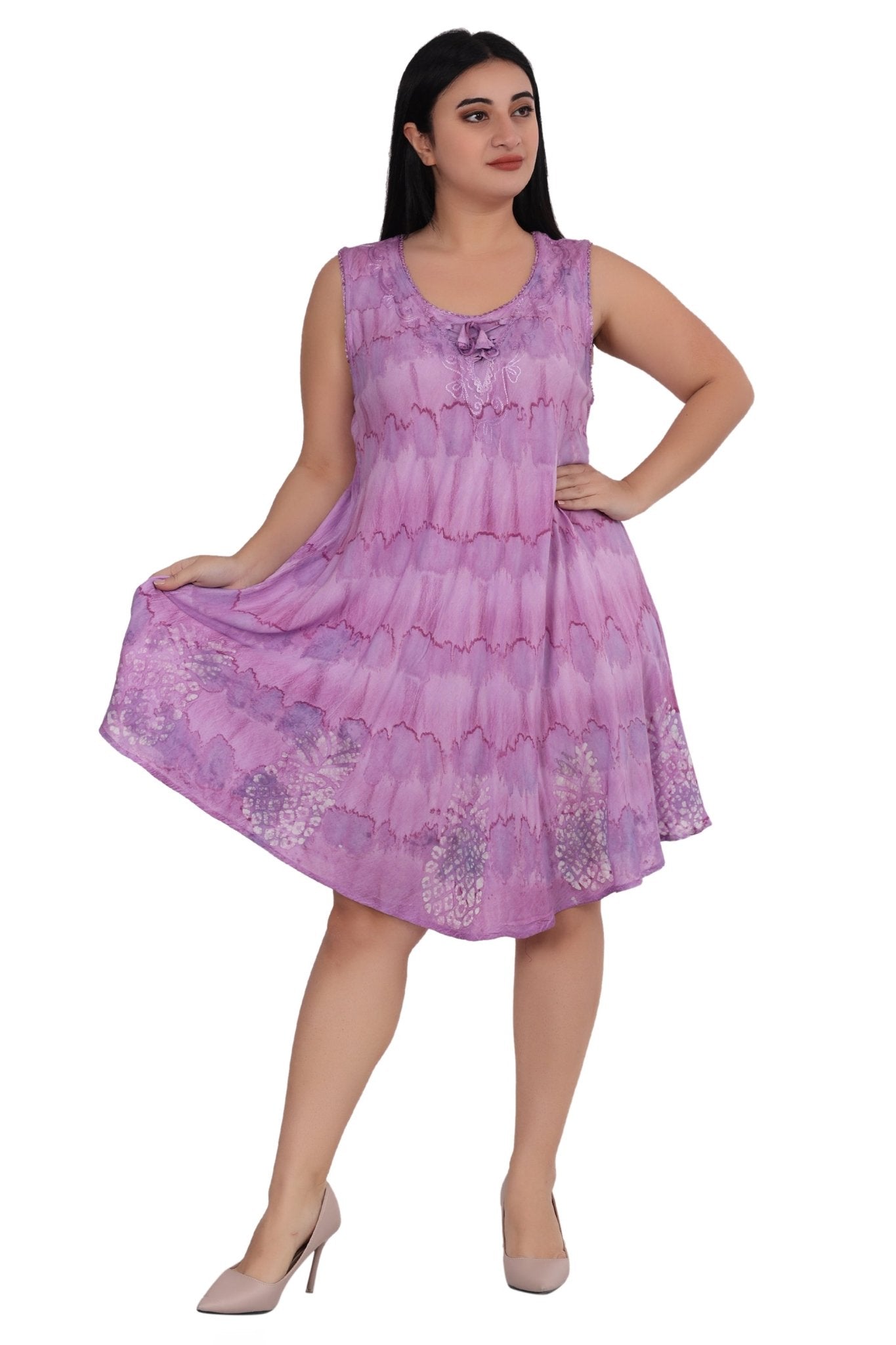 Pineapple Block Print Tie Dye Dress 362203RD - Advance Apparels Inc