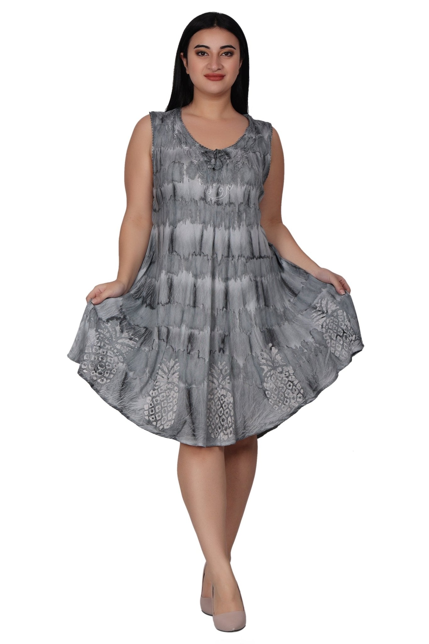 Pineapple Block Print Tie Dye Dress 362203RD - Advance Apparels Inc