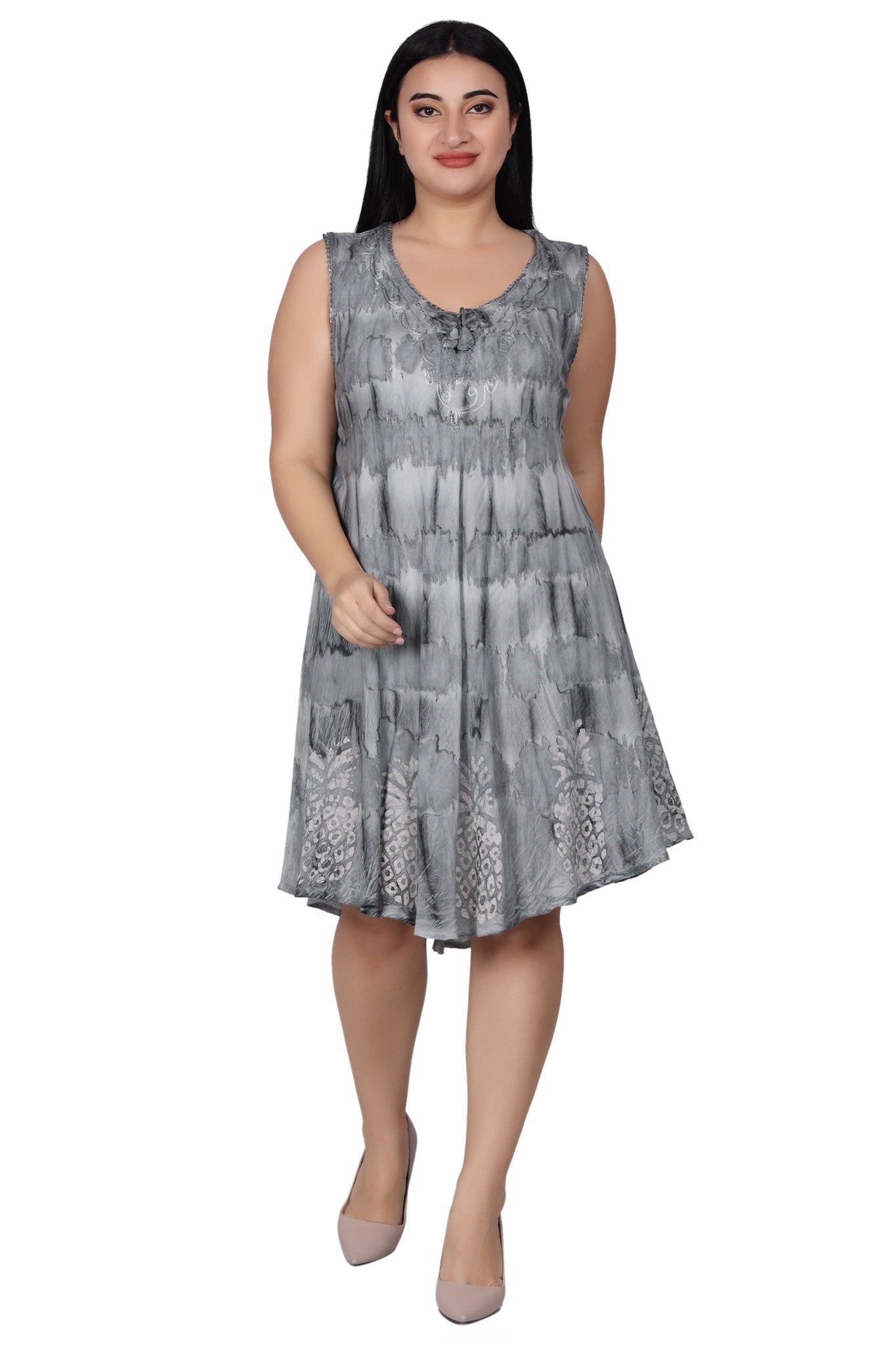 Pineapple Block Print Tie Dye Dress 362203RD - Advance Apparels Inc